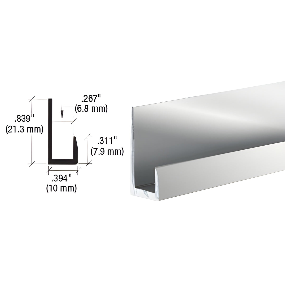 CRL Brite Anodized Finish Low Profile 1/4" J-Channel