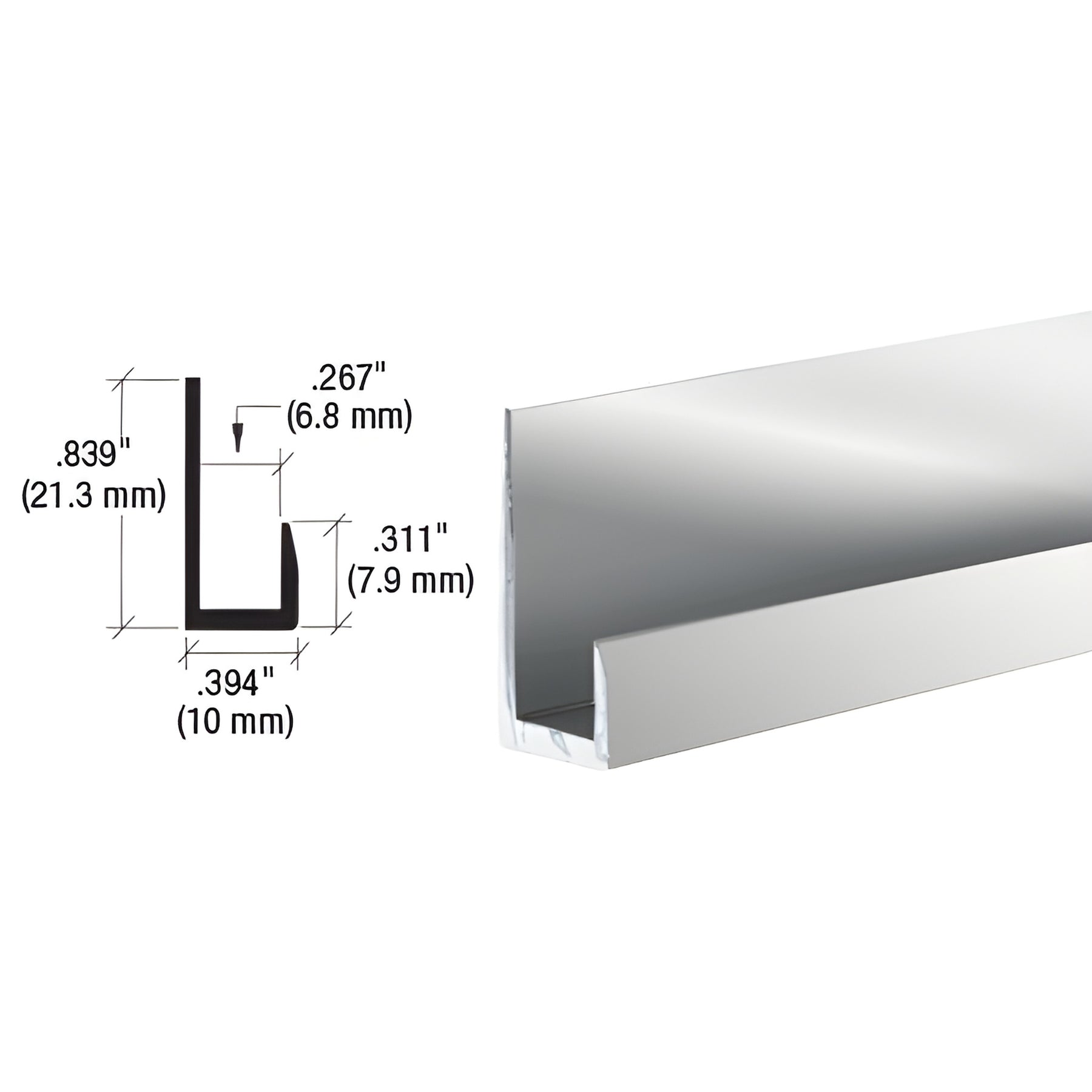CRL Brite Anodized Finish Low Profile 1/4" J-Channel