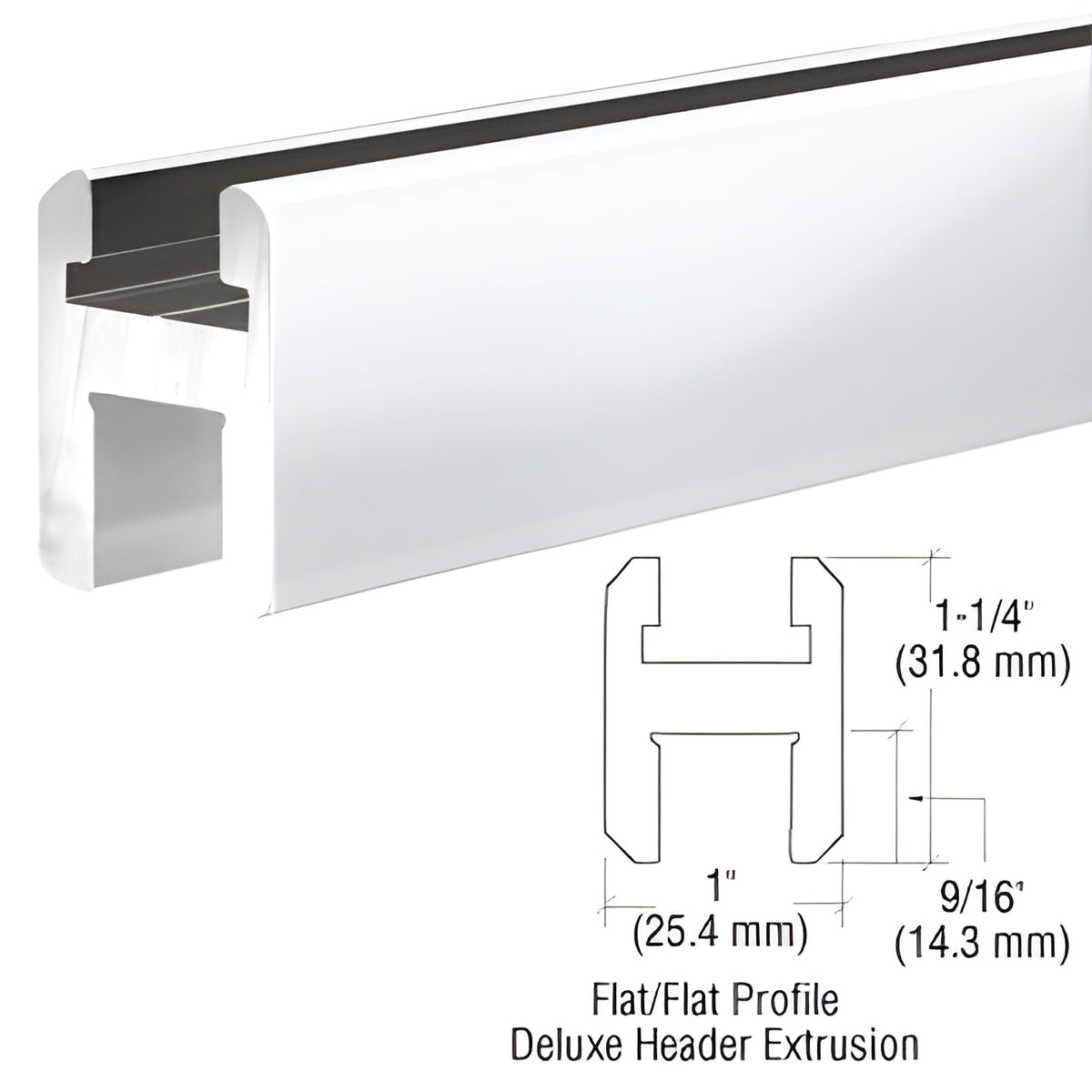 CRL Brite Anodized Flat/Flat Profile Deluxe Shower Door Header Kit - 95"