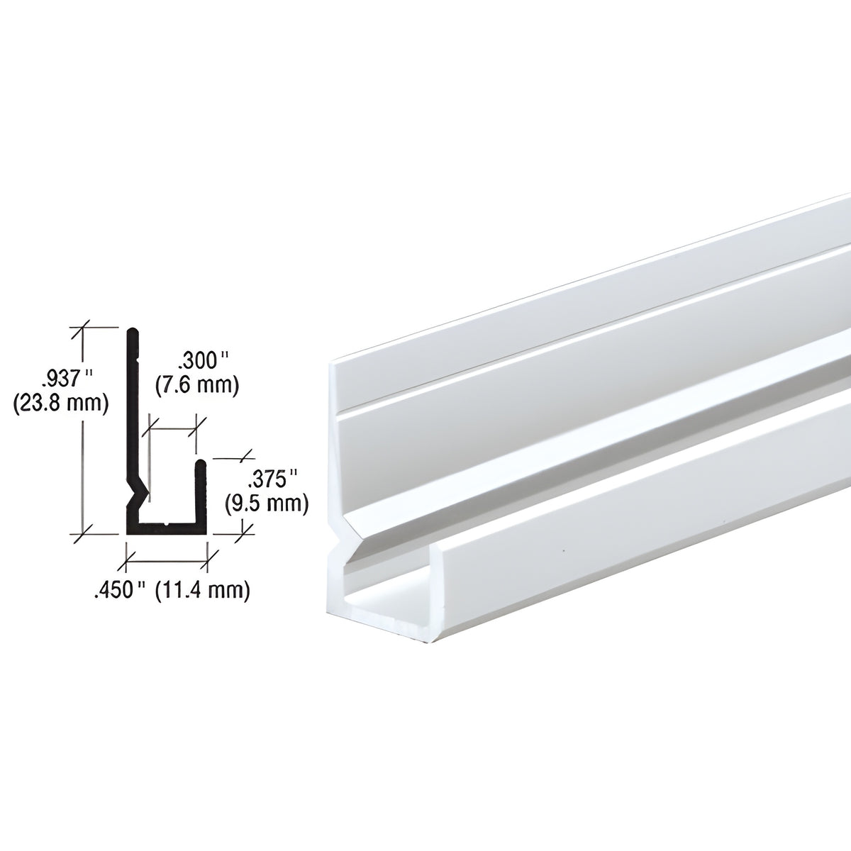CRL Brite Anodized Standard Heavy Indented Back Aluminum 1/4" J-Channel