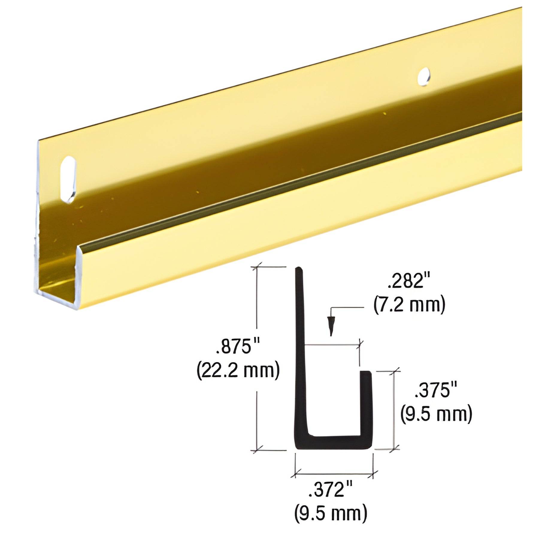 CRL Brite Gold Anodized 1/4" Standard Aluminum J-Channel