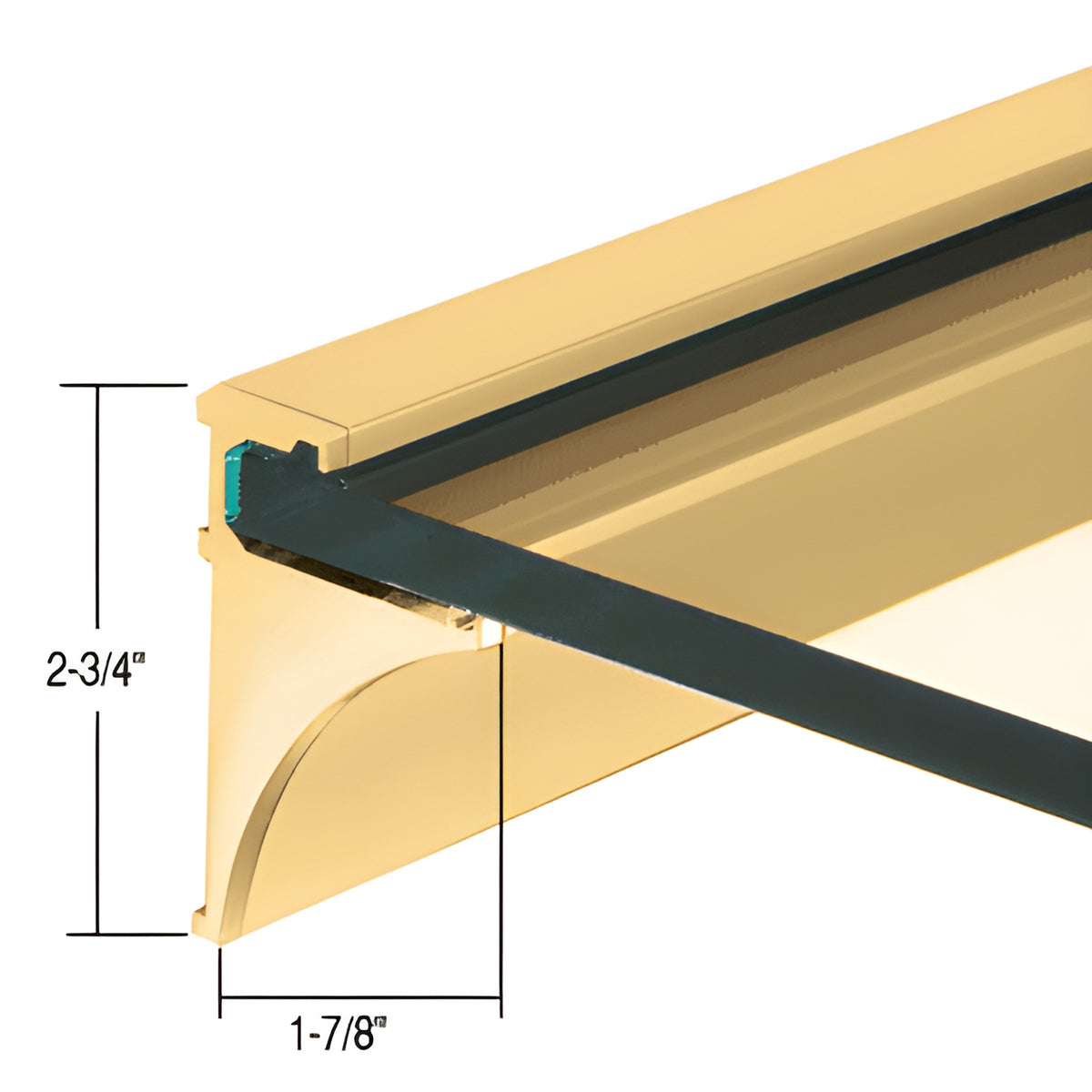 CRL Brite Gold Anodized 24" Aluminum Shelf Kit for 3/8" Glass