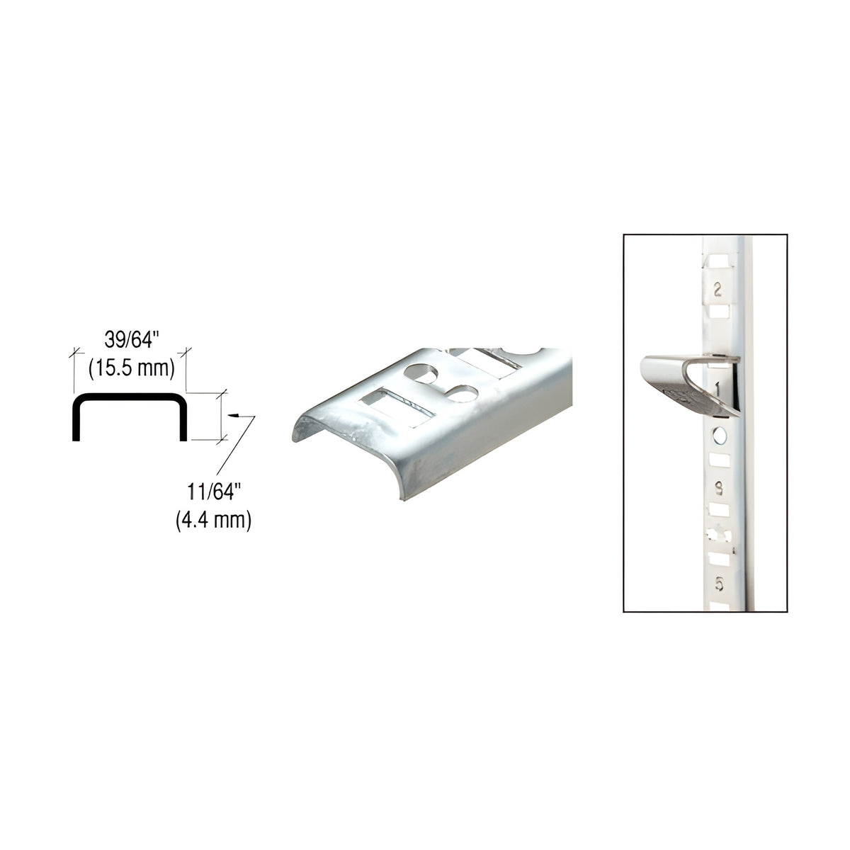 CRL Brite Zinc 72" Flush or Surface Mount Standard