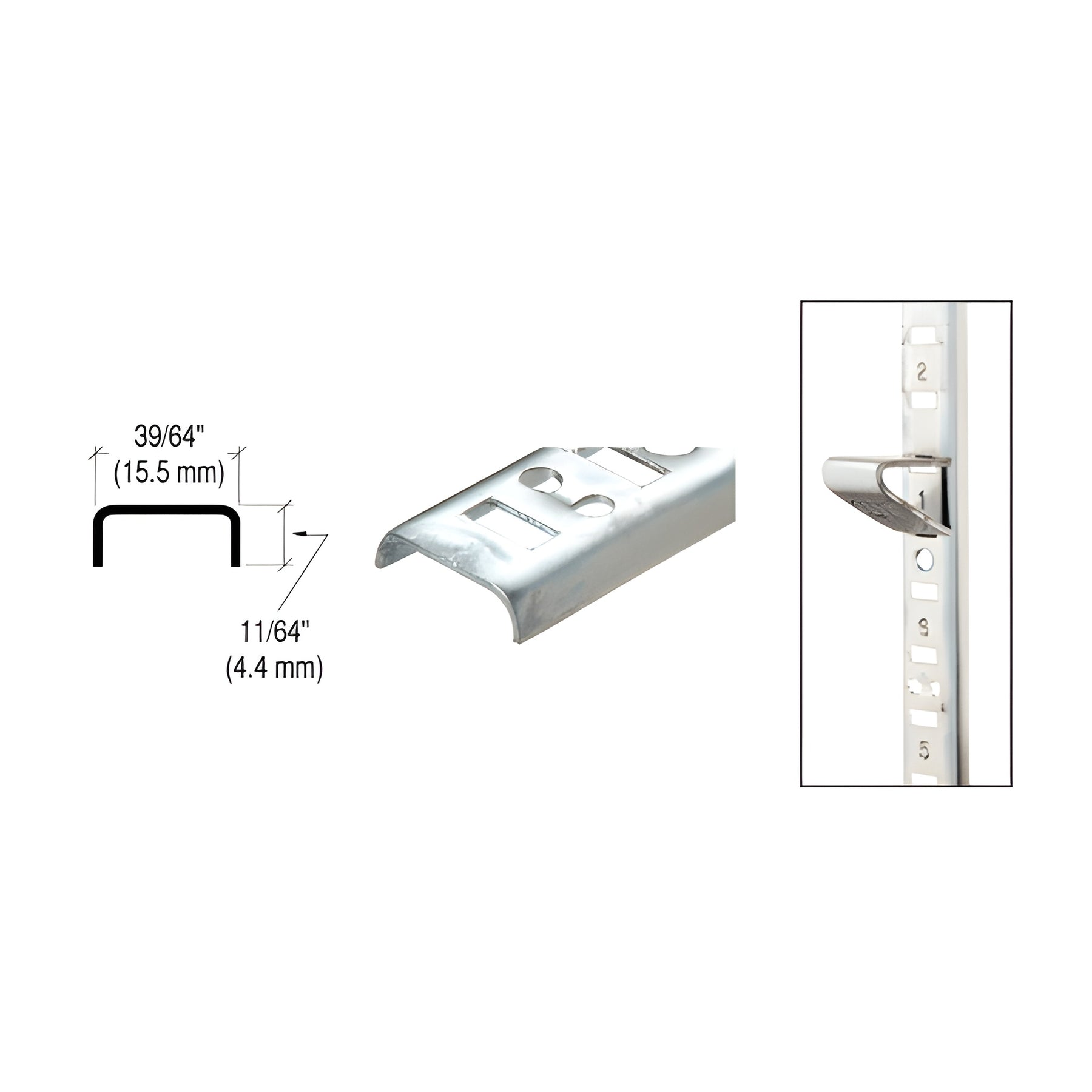 CRL Brite Zinc 72" Flush or Surface Mount Standard