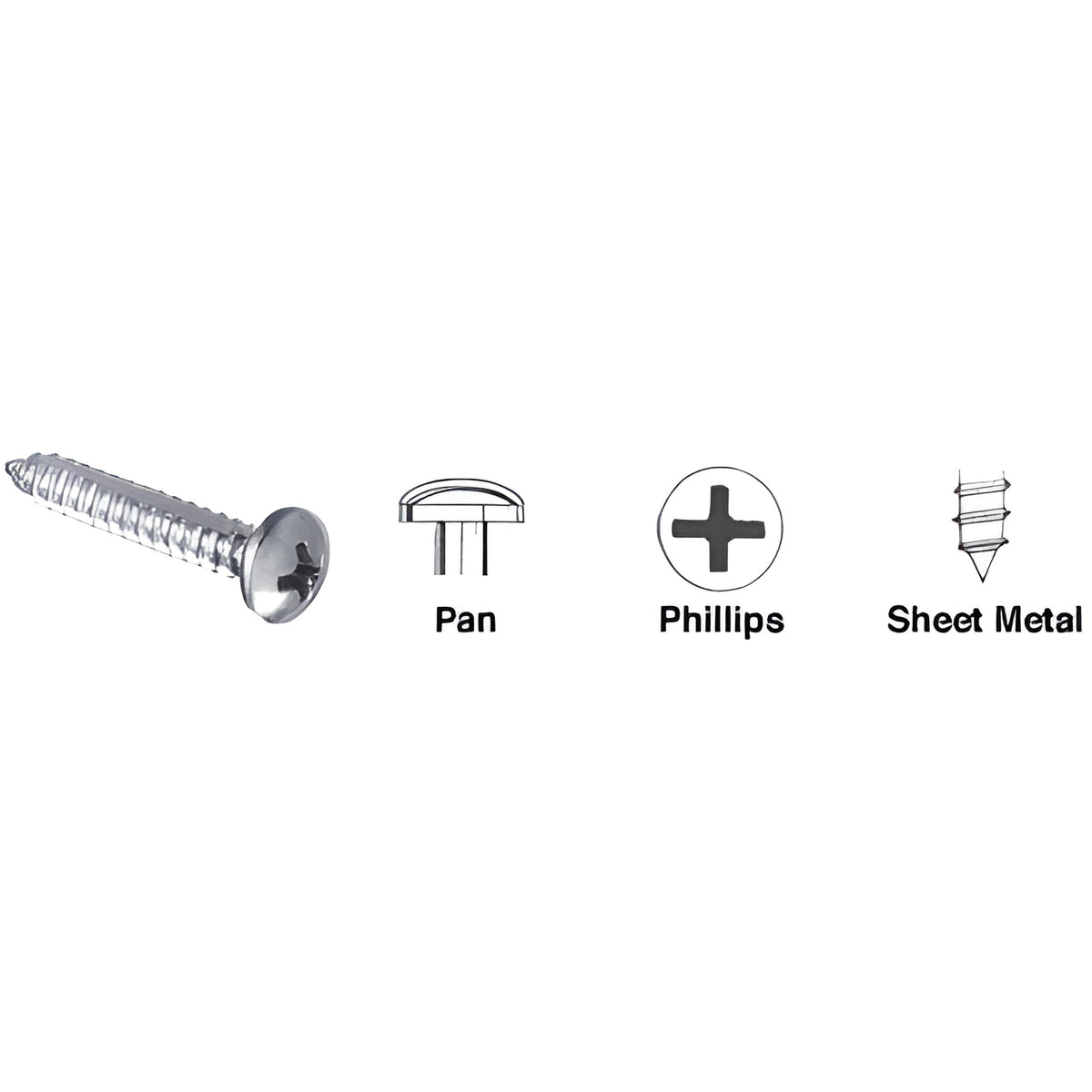 CRL Brite Zinc Chromate 8 x 3/8" Pan Head Phillips Tapping Sheet Metal Screws
