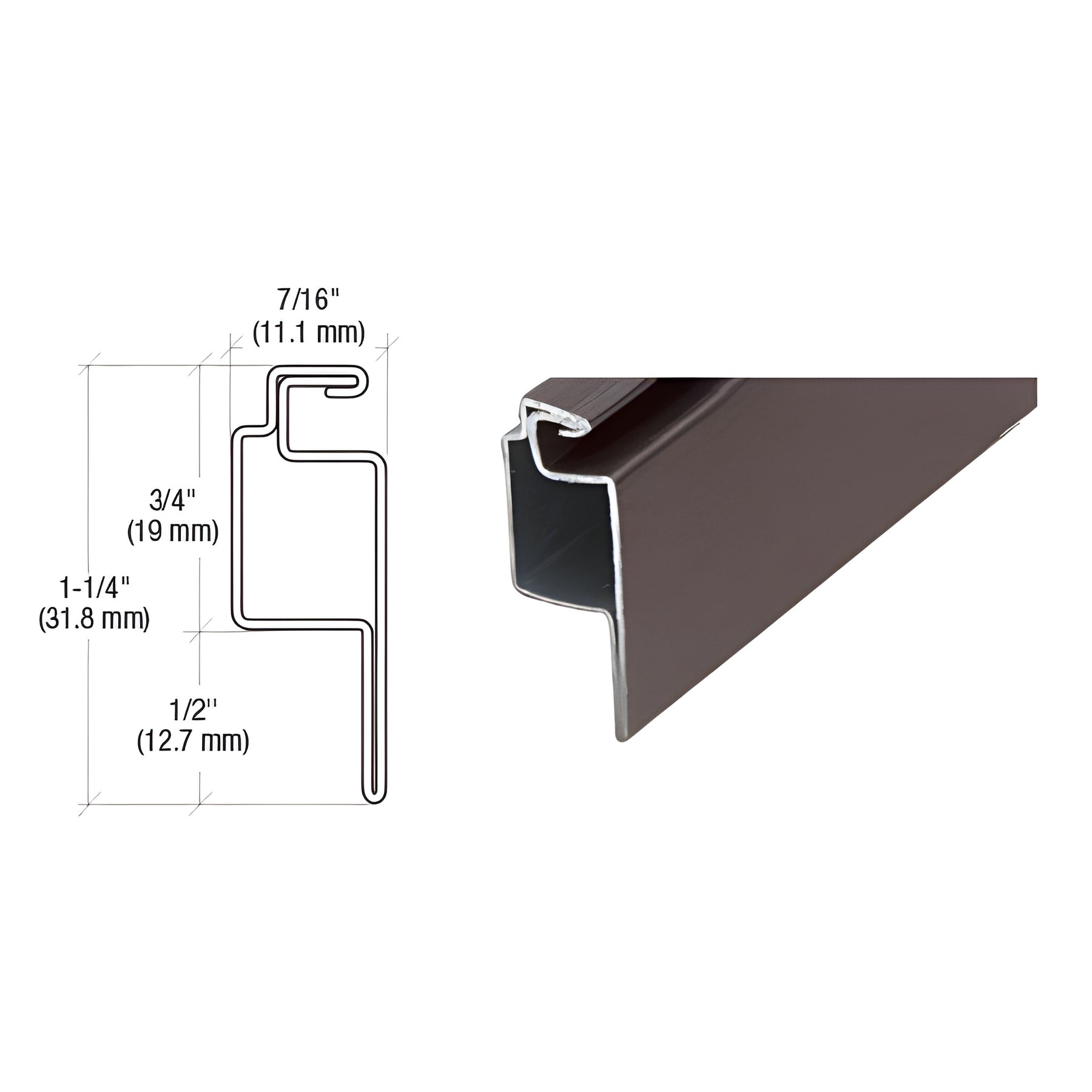 CRL Bronze 1/2" Roll Formed Aluminum Lip Screen Frame - 144"