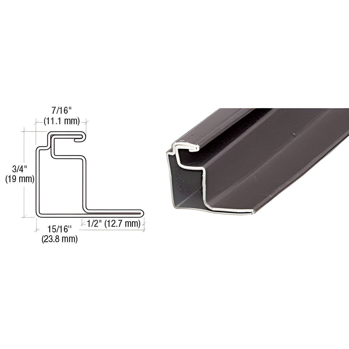CRL Bronze 1/2" Roll Formed Aluminum Standoff Screen Frame - 144"