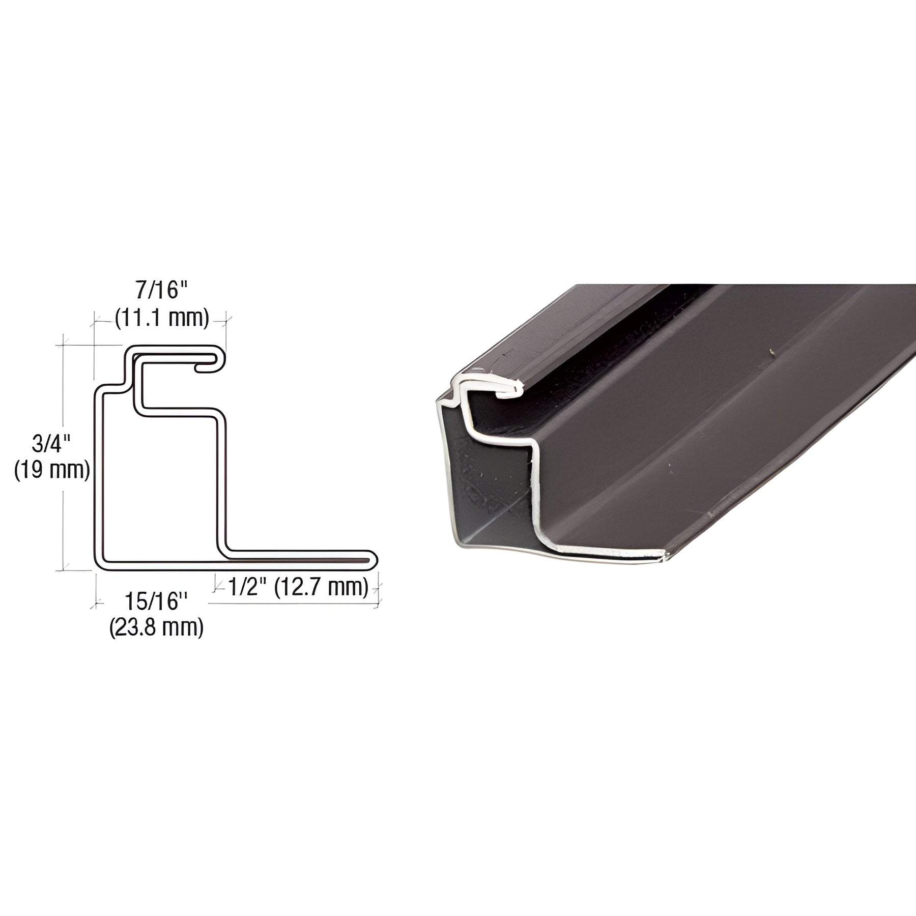 CRL Bronze 1/2" Roll Formed Aluminum Standoff Screen Frame - 144"