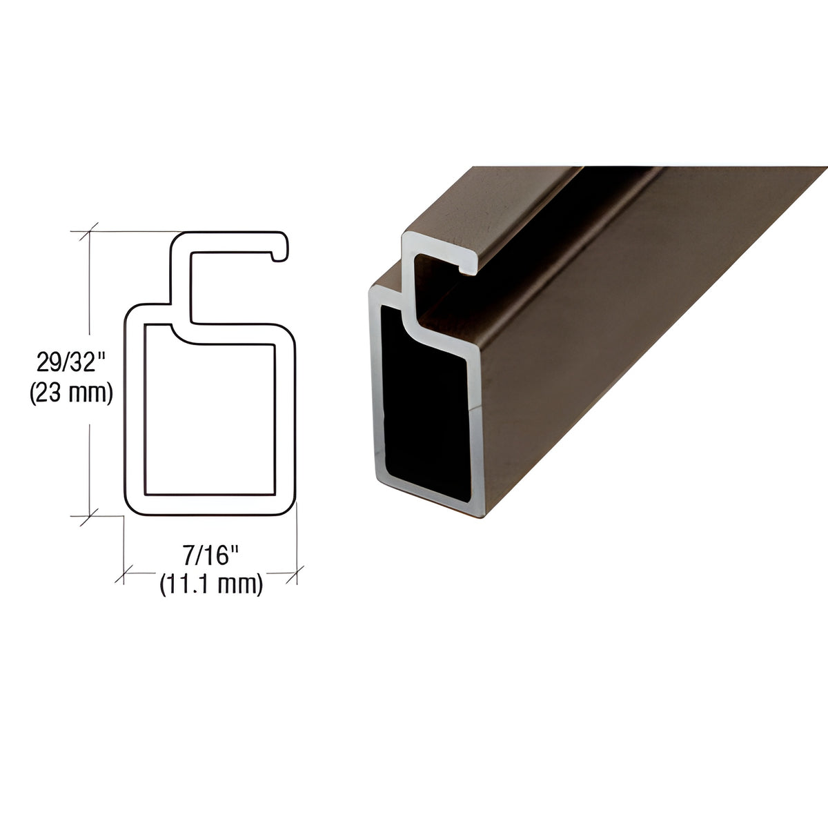 CRL Bronze 29/32" x 7/16" Heavy Wall Extruded Screen Frame - 144"