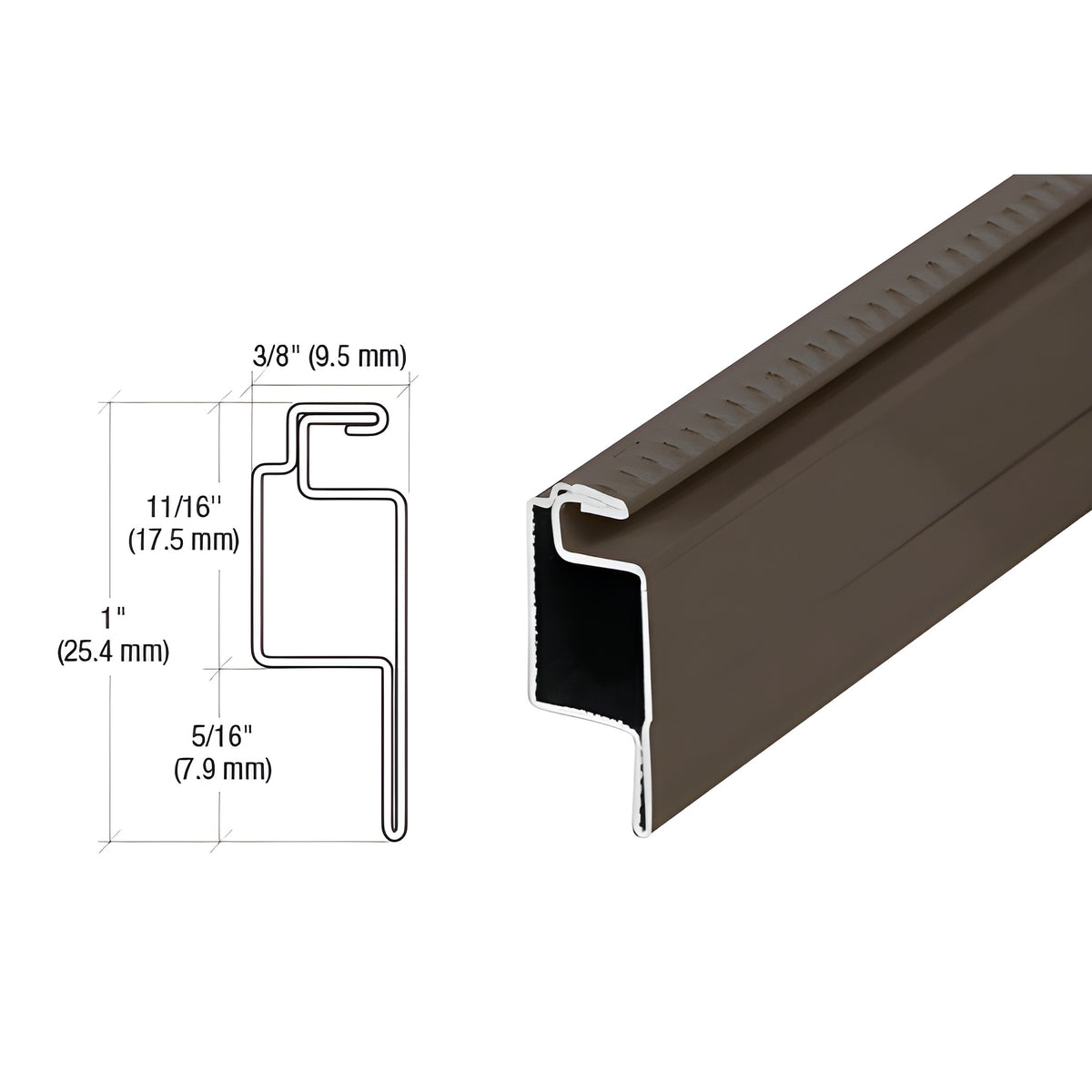 CRL Bronze 5/16" Roll Formed Aluminum Standard Lip Screen Frame - 144"