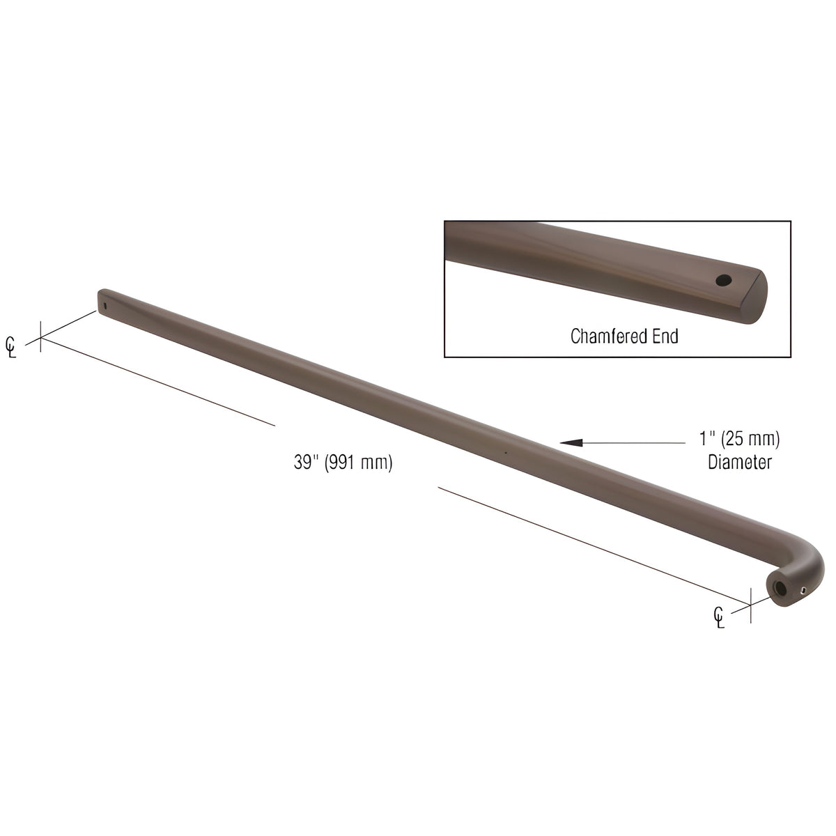 CRL Bronze Astral II Solid Push Bar for 39" Double Acting Doors