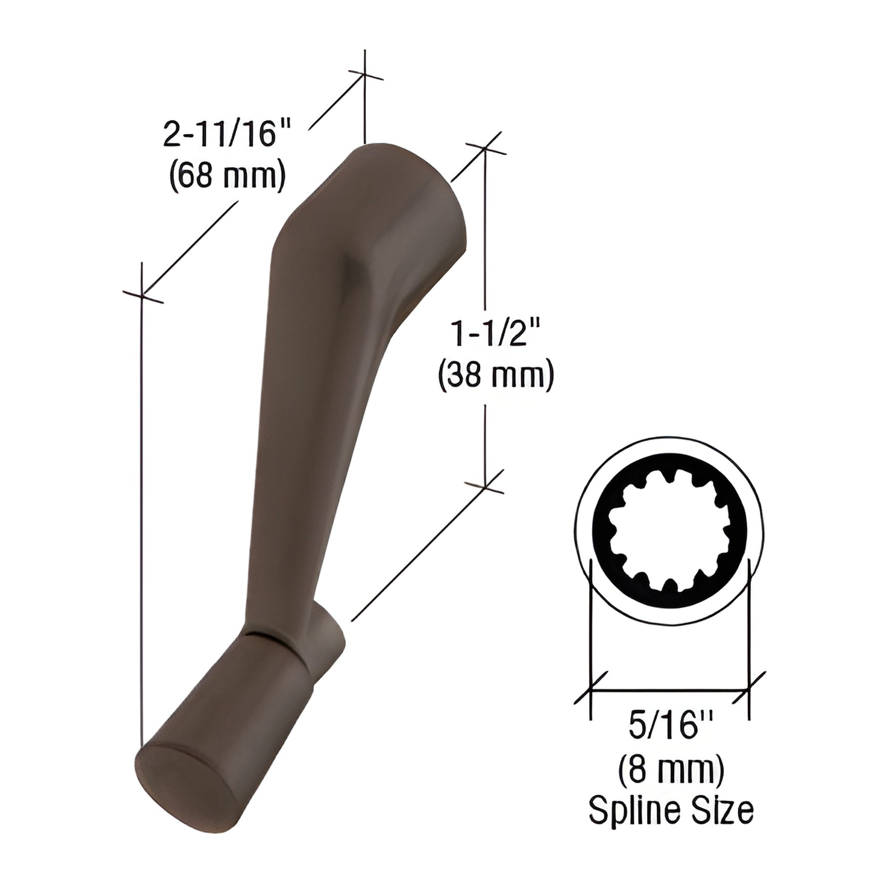CRL Bronze Casement Operator Handle with 5/16" Spline Size and 2-11/16" Length