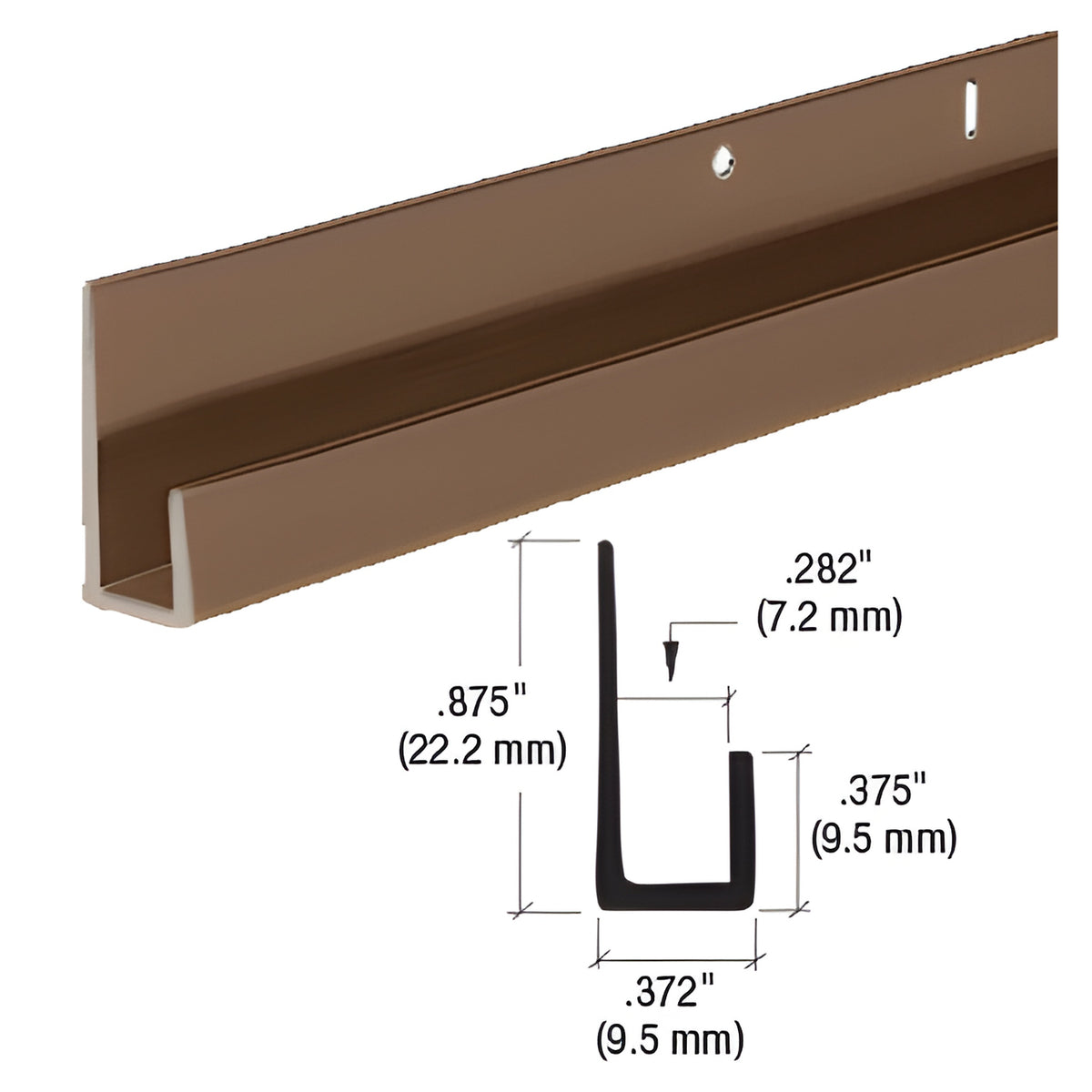 CRL Bronze Electro-Static Paint 1/4" Standard Aluminum J-Channel