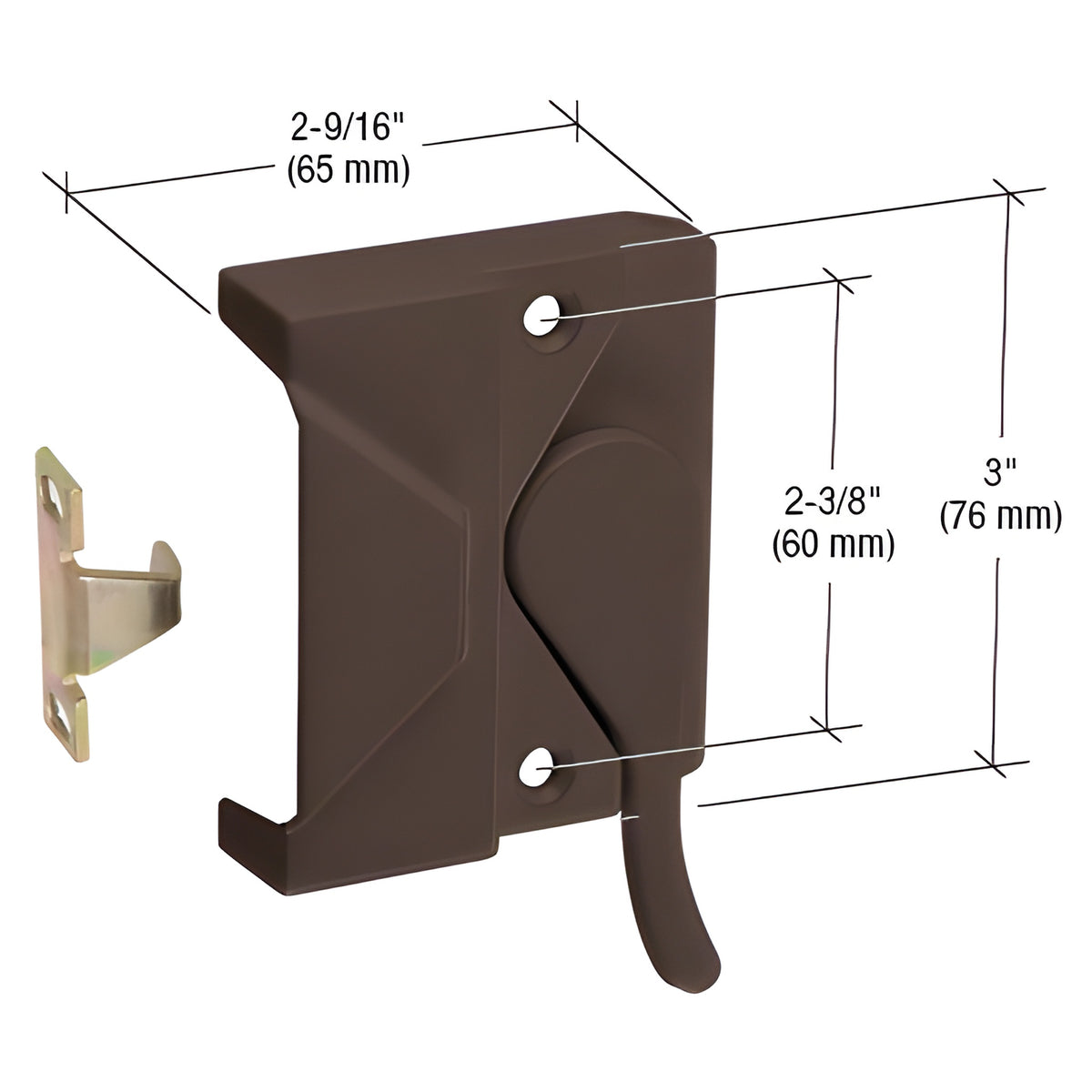 CRL Bronze Left Hand Casement Window Lock 2-3/8" Screw Holes