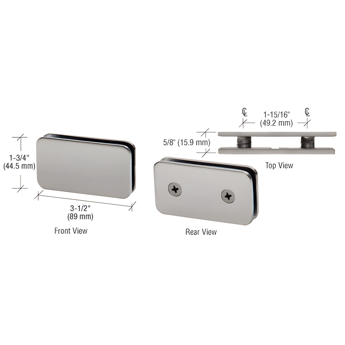 CRL Brushed Nickel 180 Degree Traditional Style Double Stud Glass Clamp