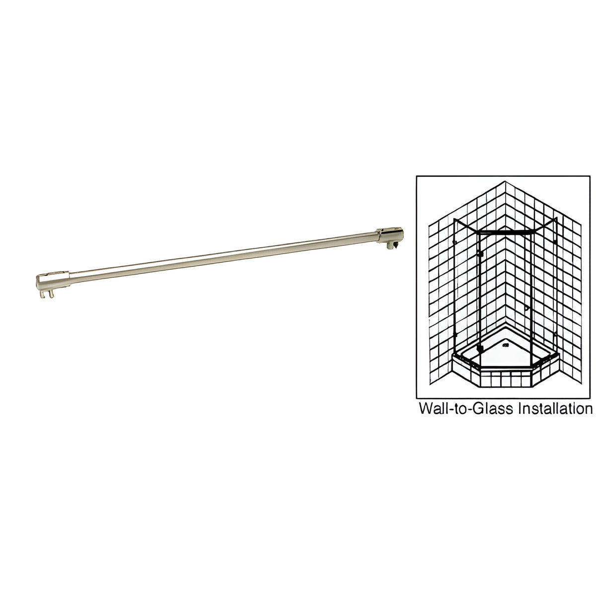CRL Brushed Nickel 39" Sleeve-Over Glass-To-Glass Support Bar for 3/8" to 1/2" Thick Glass