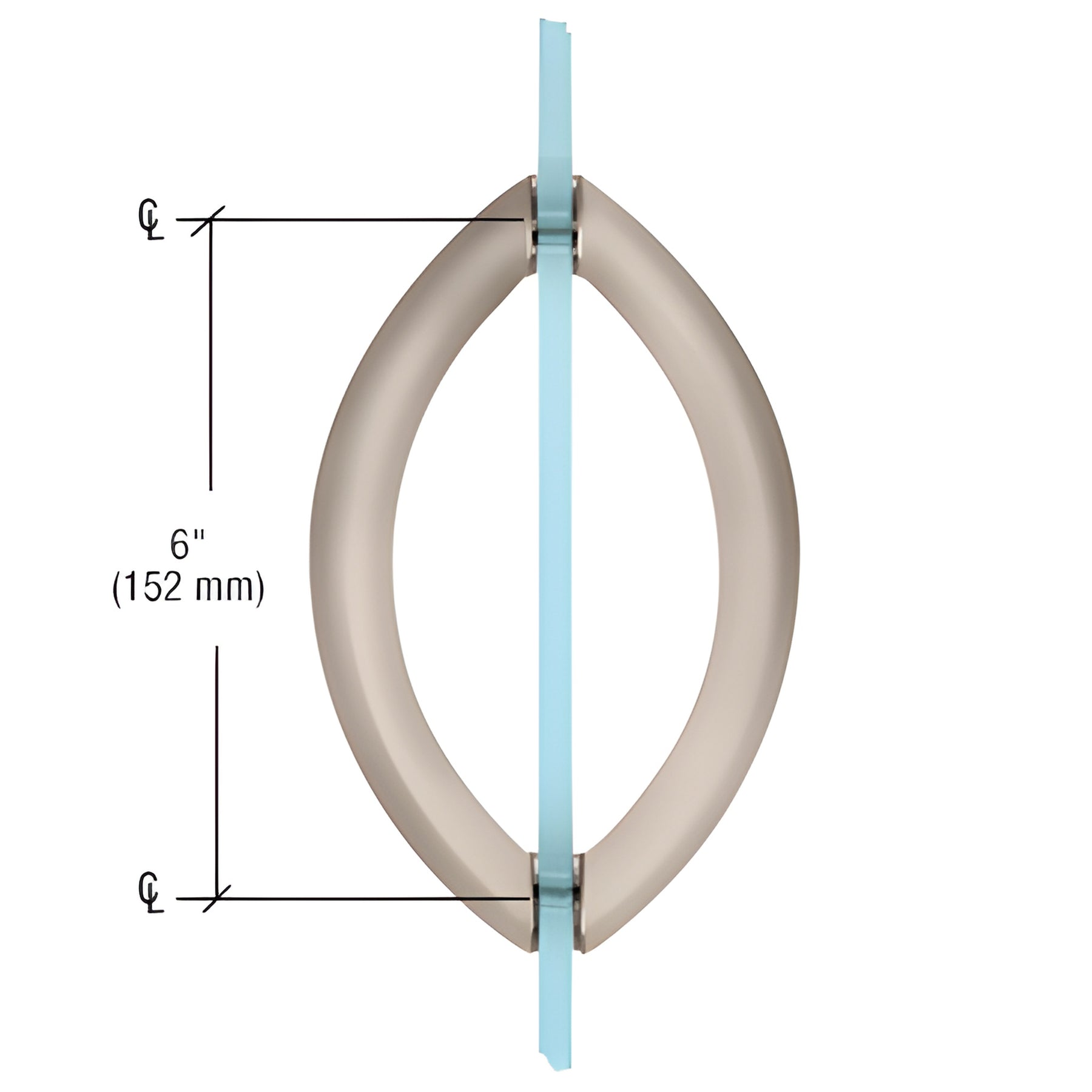CRL Brushed Nickel 6" Crescent Style Back-to-Back Pull Handles Without Metal Washers