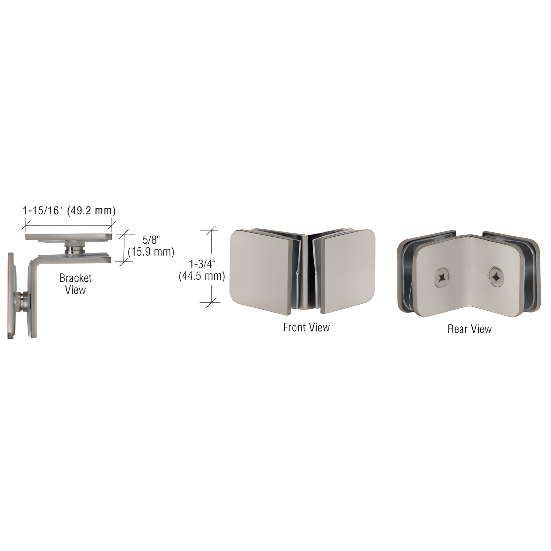 CRL Brushed Nickel 90 Degree Traditional Style Oversized Glass Clamp