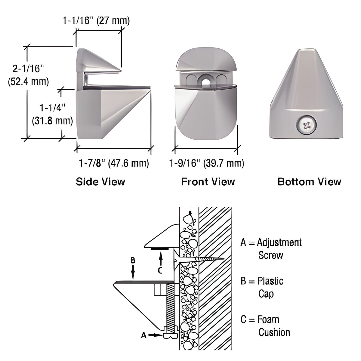 CRL Brushed Nickel Adjustable Shelf Clamp