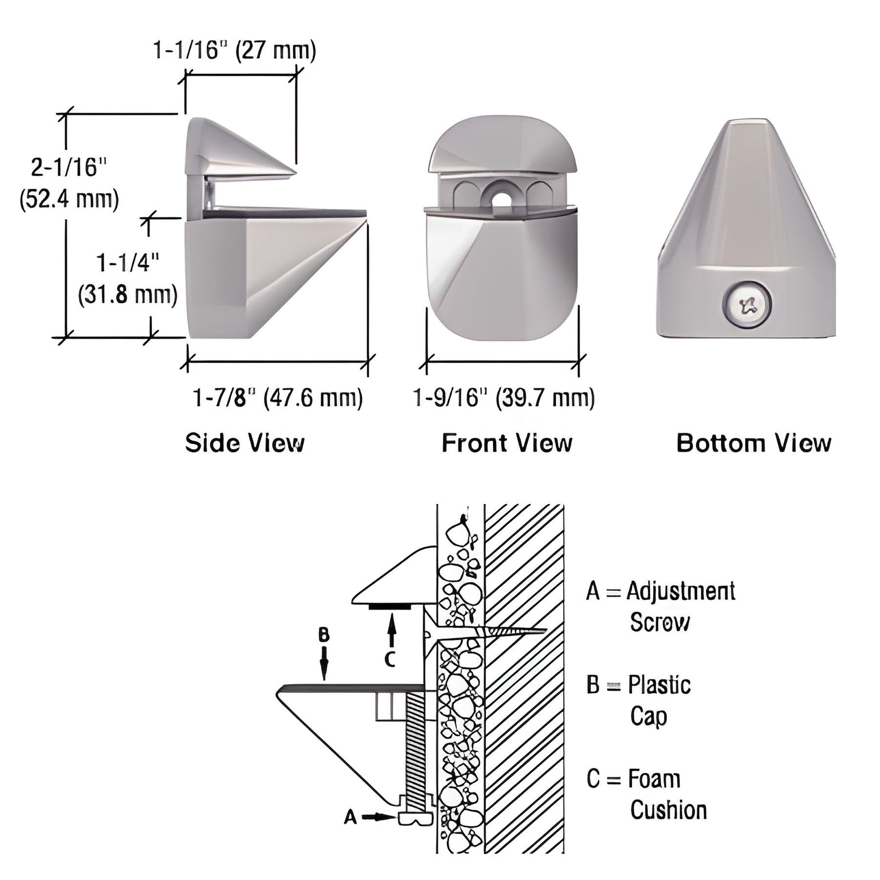 CRL Brushed Nickel Adjustable Shelf Clamp