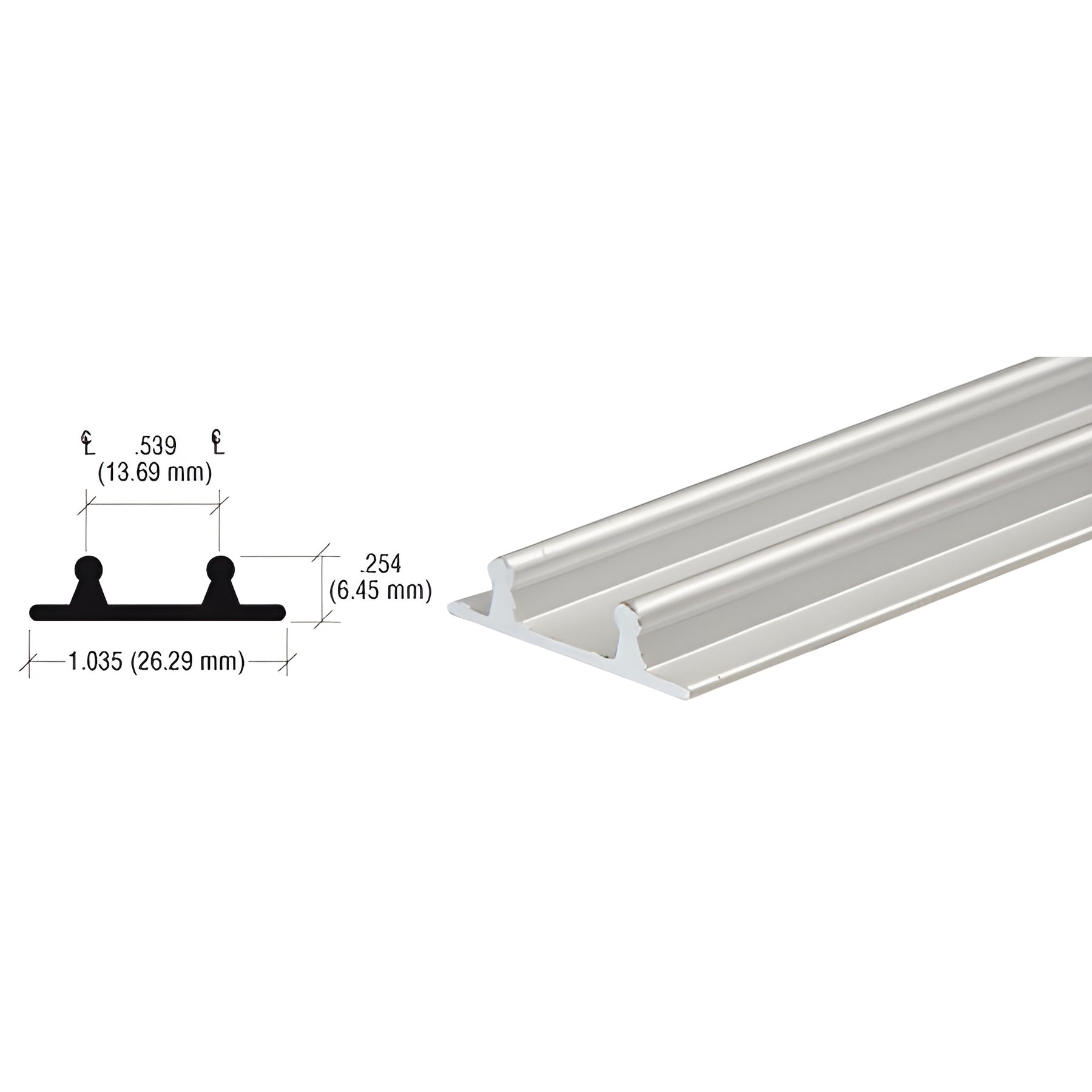 CRL Brushed Nickel Aluminum Lower Channel for Deep Recess Installations