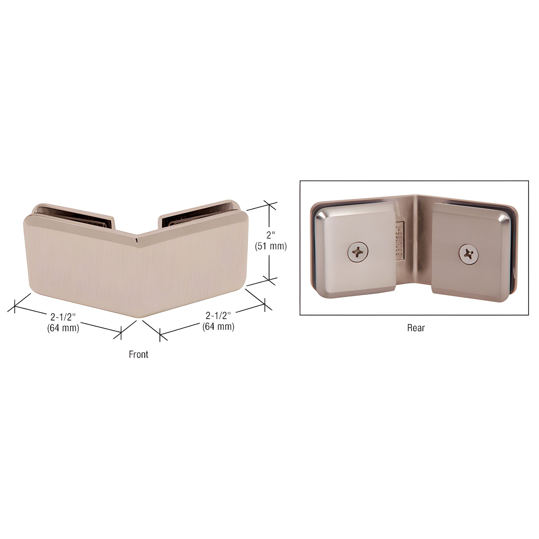 CRL Brushed Nickel Beveled 135º Glass-to-Glass Clamp