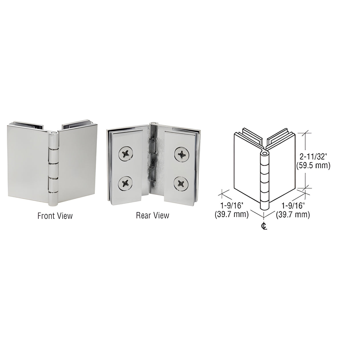 CRL Brushed Nickel Double Glass-to-Glass 90 Degree Return Hinge