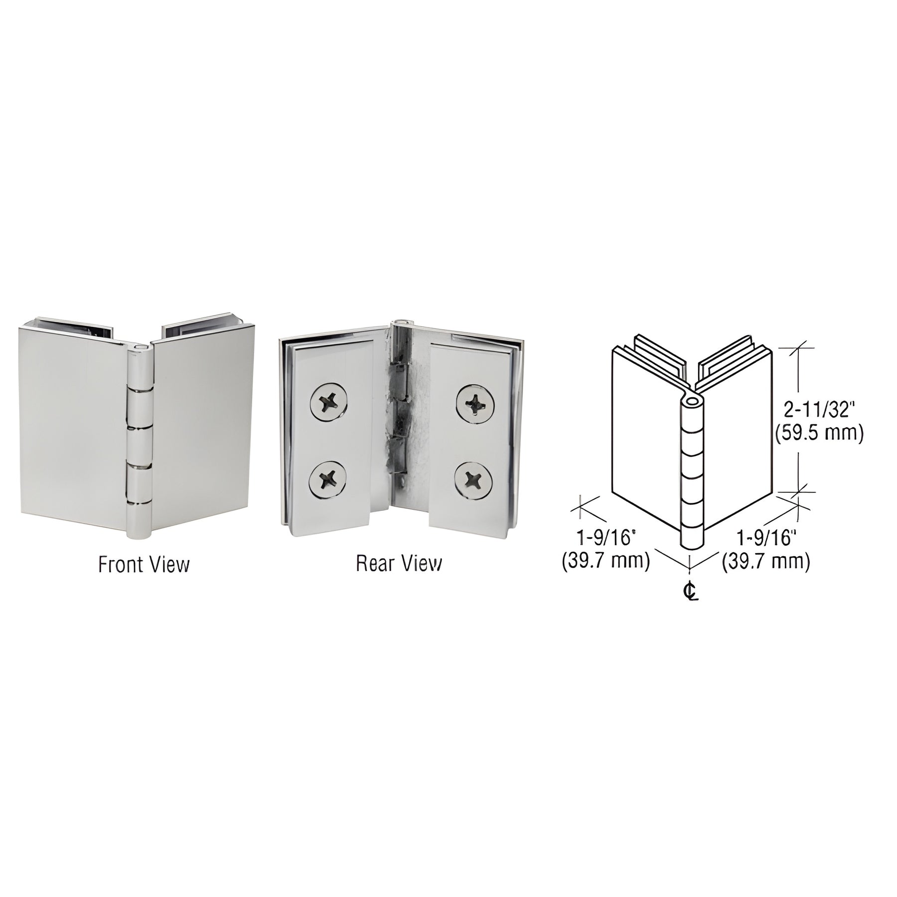CRL Brushed Nickel Double Glass-to-Glass 90 Degree Return Hinge