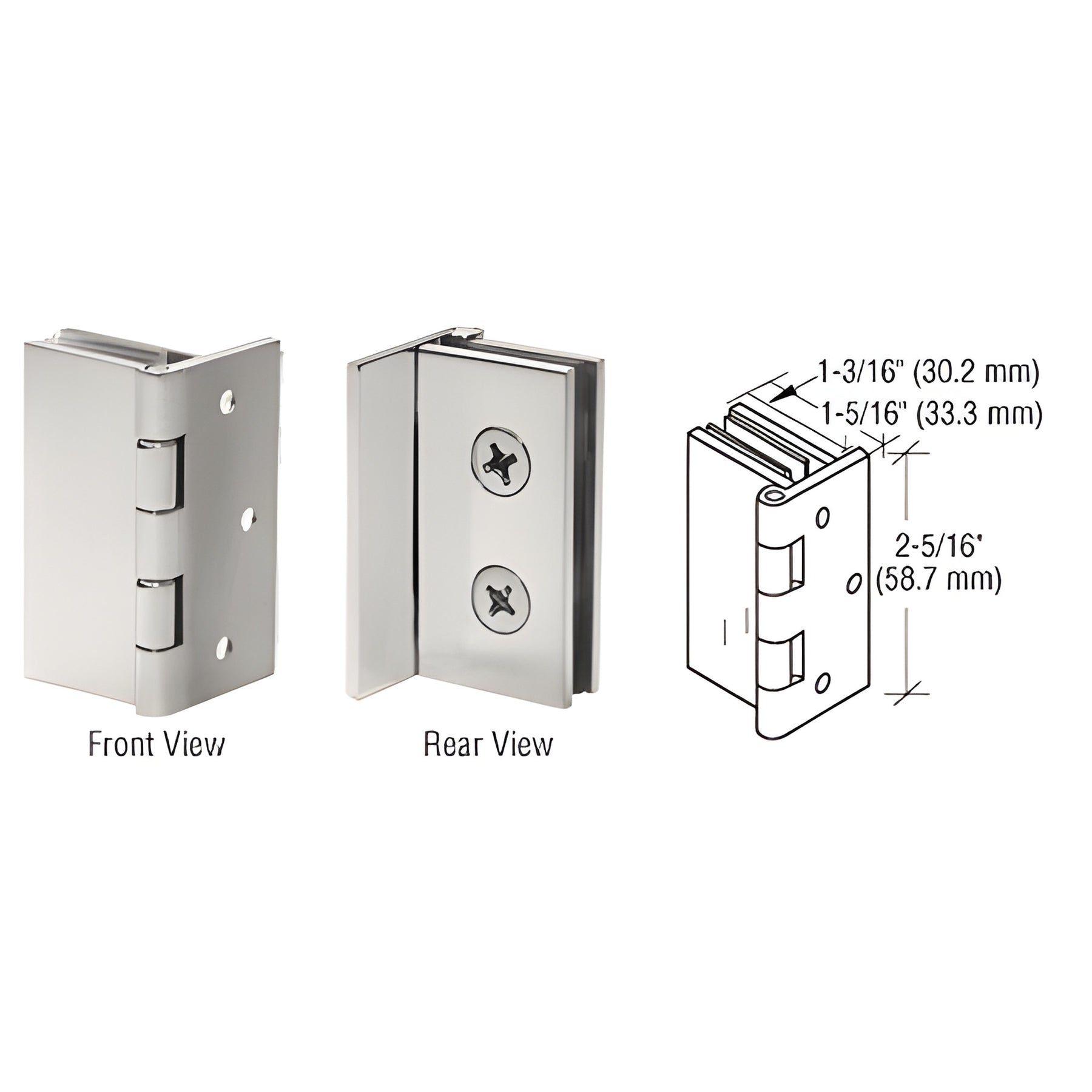 CRL Brushed Nickel Double Wall-to-Glass Hinges
