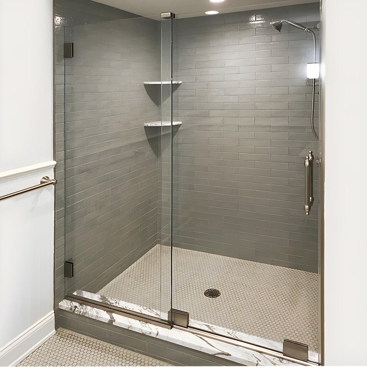 CRL Brushed Nickel Essence® Series Basic Sliding Shower Door Kit with Squared Corner Rollers