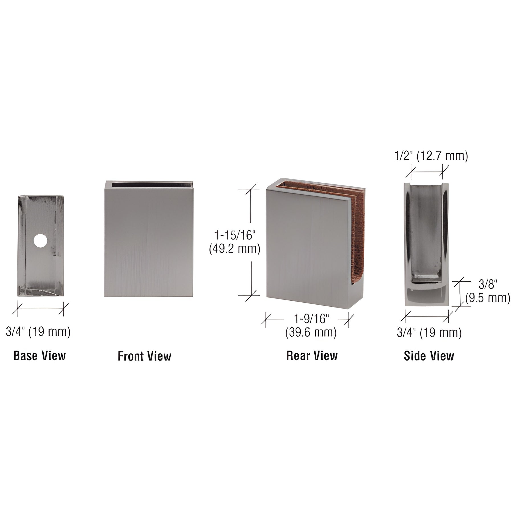 CRL Brushed Nickel Fixed Plate Corner Clamp for 1/4" to 3/8" Glass
