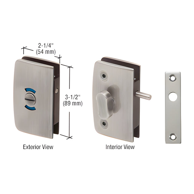 CRL Brushed Nickel Glass Swinging Door Lock with Indicator for 5/16" to 1/2" Glass