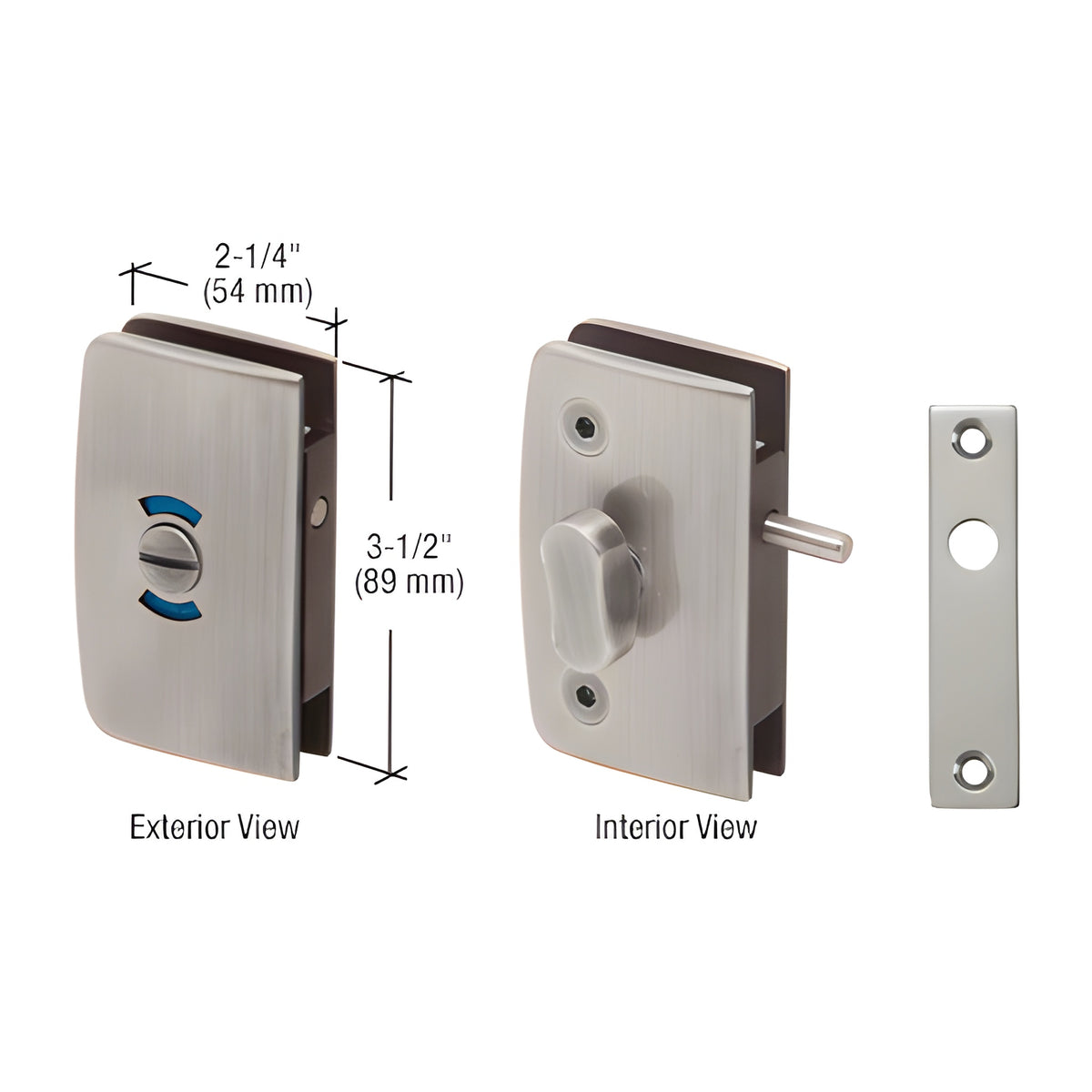 CRL Brushed Nickel Glass Swinging Door Lock with Indicator for 5/16" to 1/2" Glass