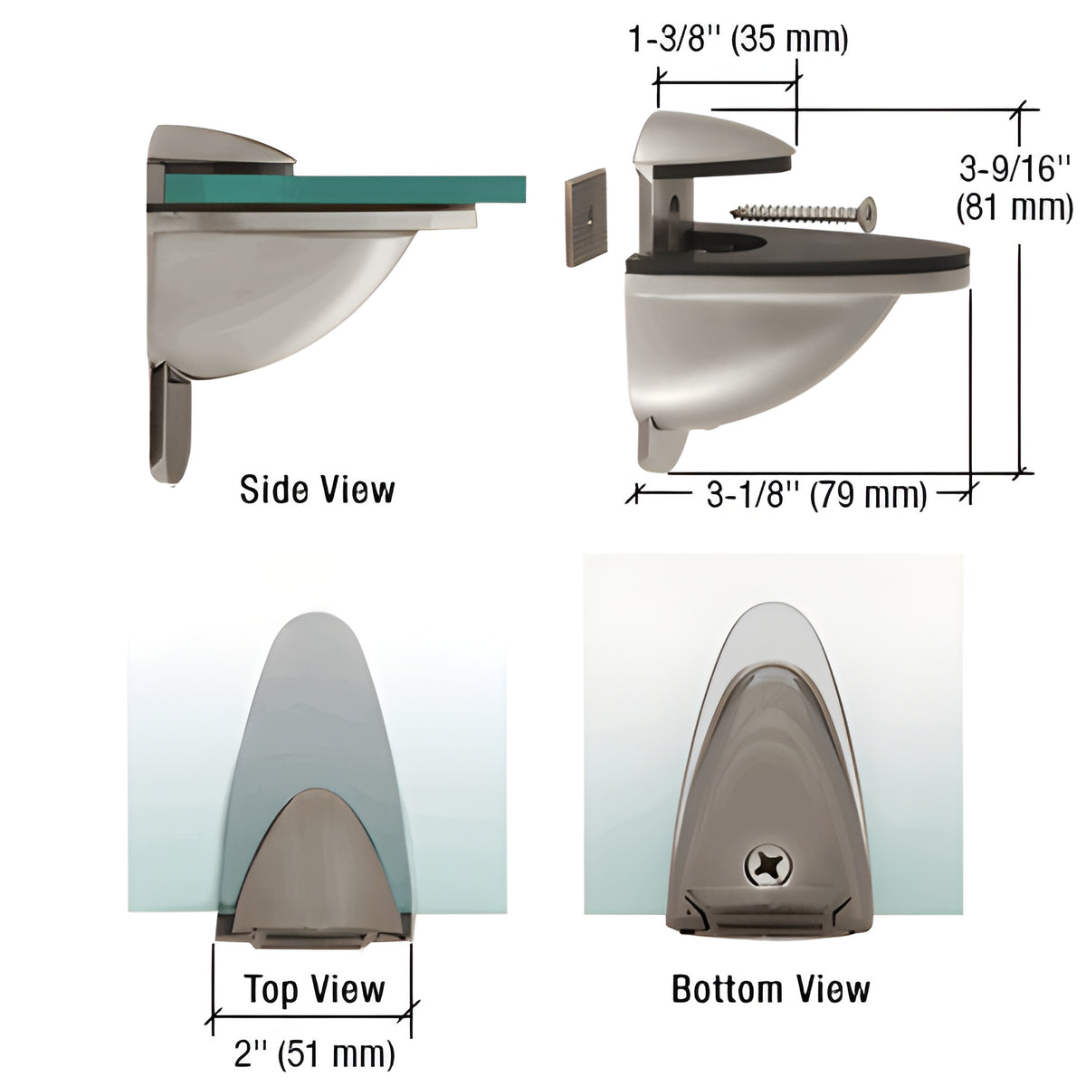 CRL Brushed Nickel Heavy-Duty Adjustable Shelf Bracket