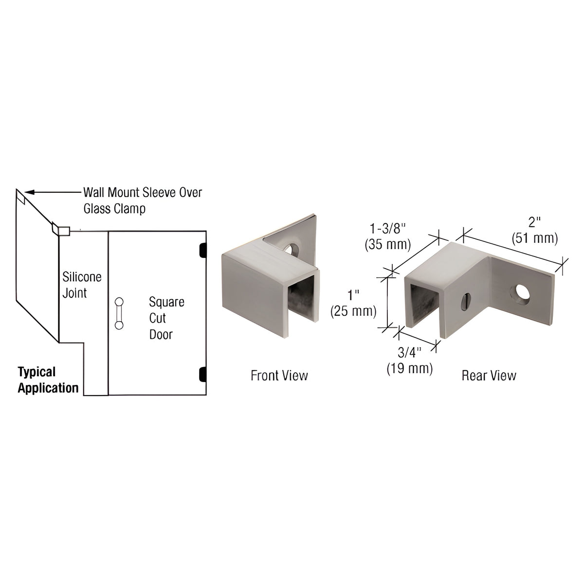 CRL Brushed Nickel Left Hand "Sleeve Over" Wall Mount Glass Clamp