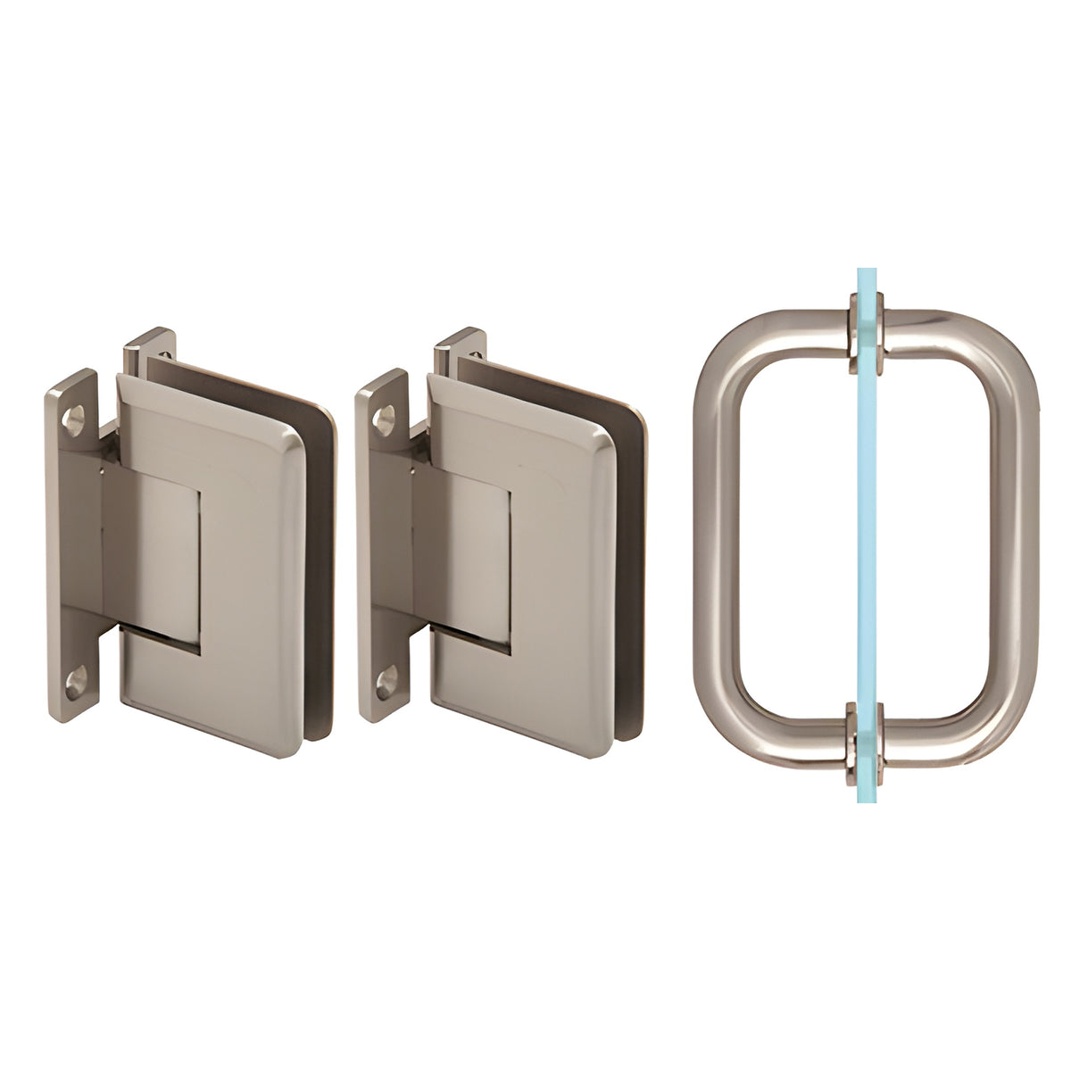 CRL Brushed Nickel Pinnacle Shower Pull and Hinge Set