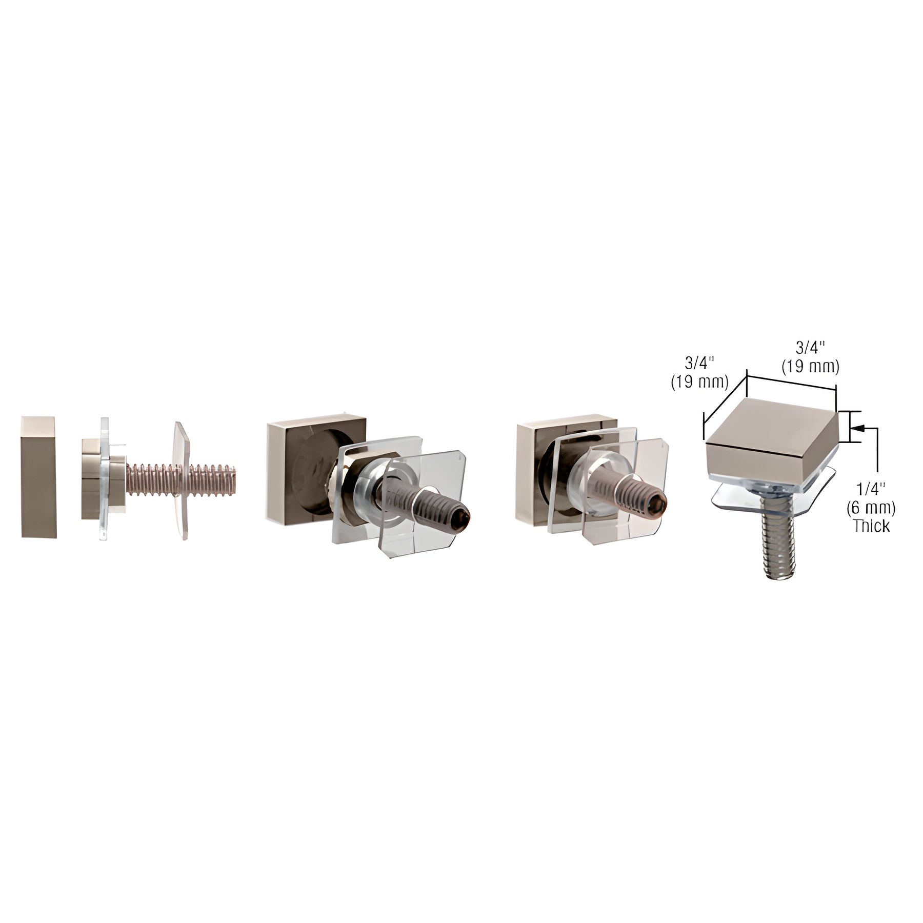 CRL Brushed Nickel SQ Washer/Stud Replacement Set
