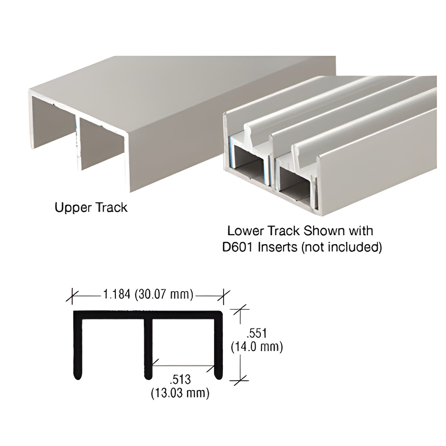 CRL Brushed Nickel "Standard" Aluminum Upper or Lower Channel