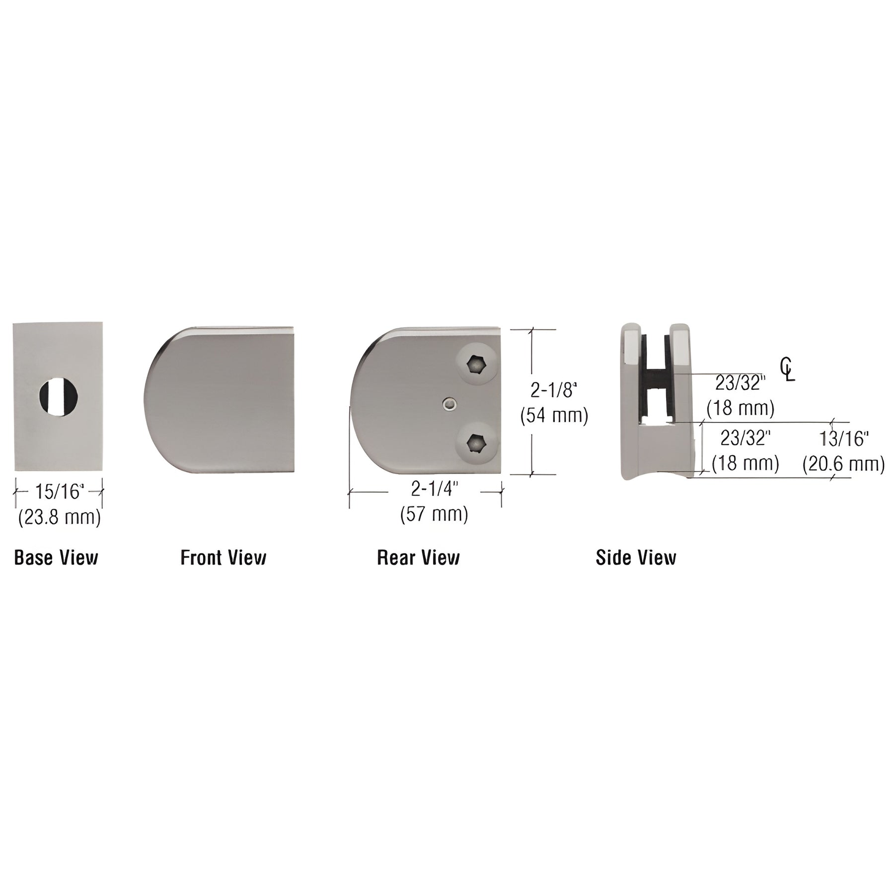 CRL Brushed Nickel Z-Series Large Round Clamp for 1/4" Glass