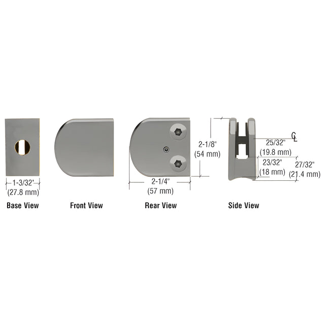 CRL Brushed Nickel Z-Series Large Round Clamp for 3/8" Glass