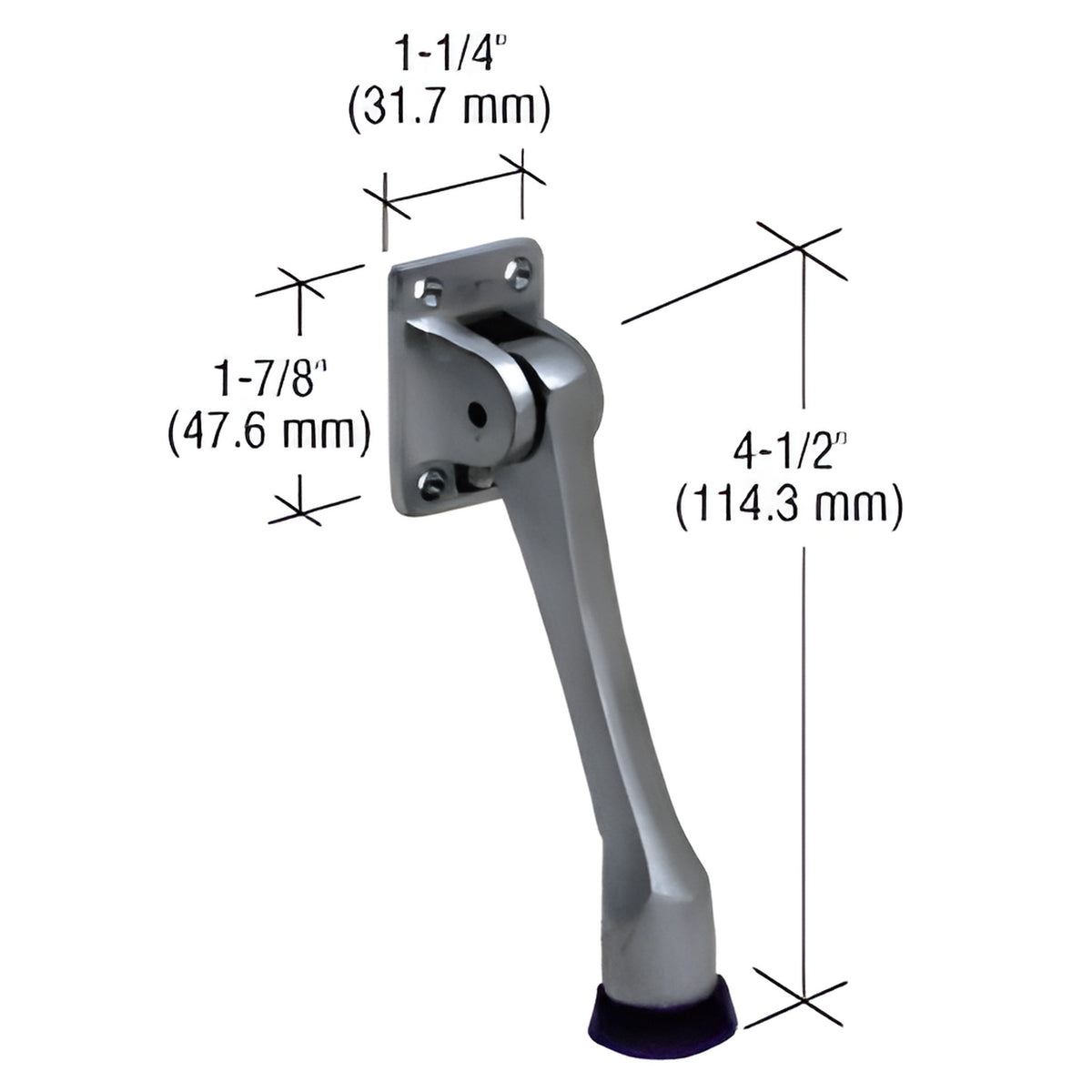 CRL Brushed Satin Chrome Door Mounted 4-1/2" Heavy-Duty Stop and Holder