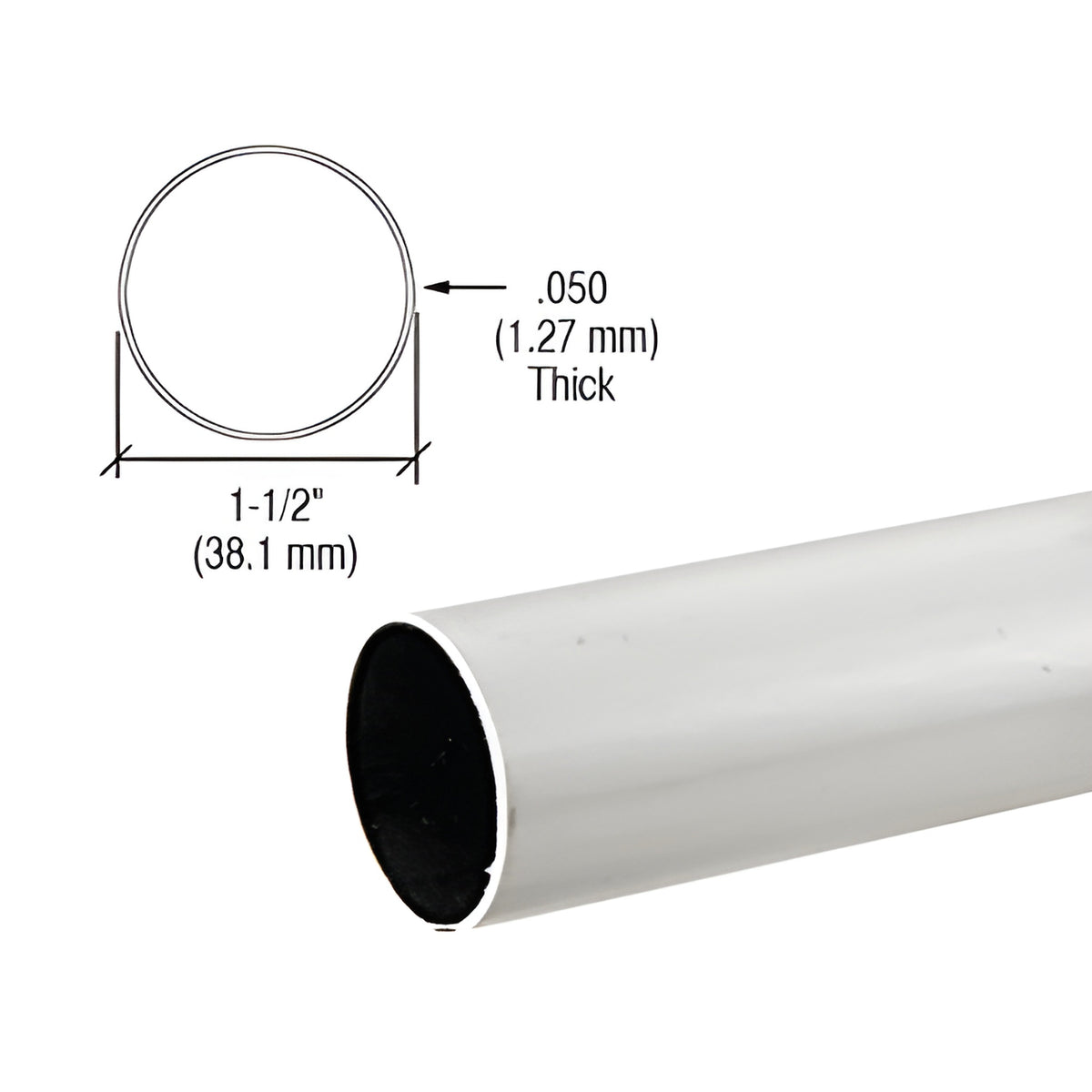 CRL Brushed Stainless 1-1/2" Diameter Round .050" Tubing - 98"