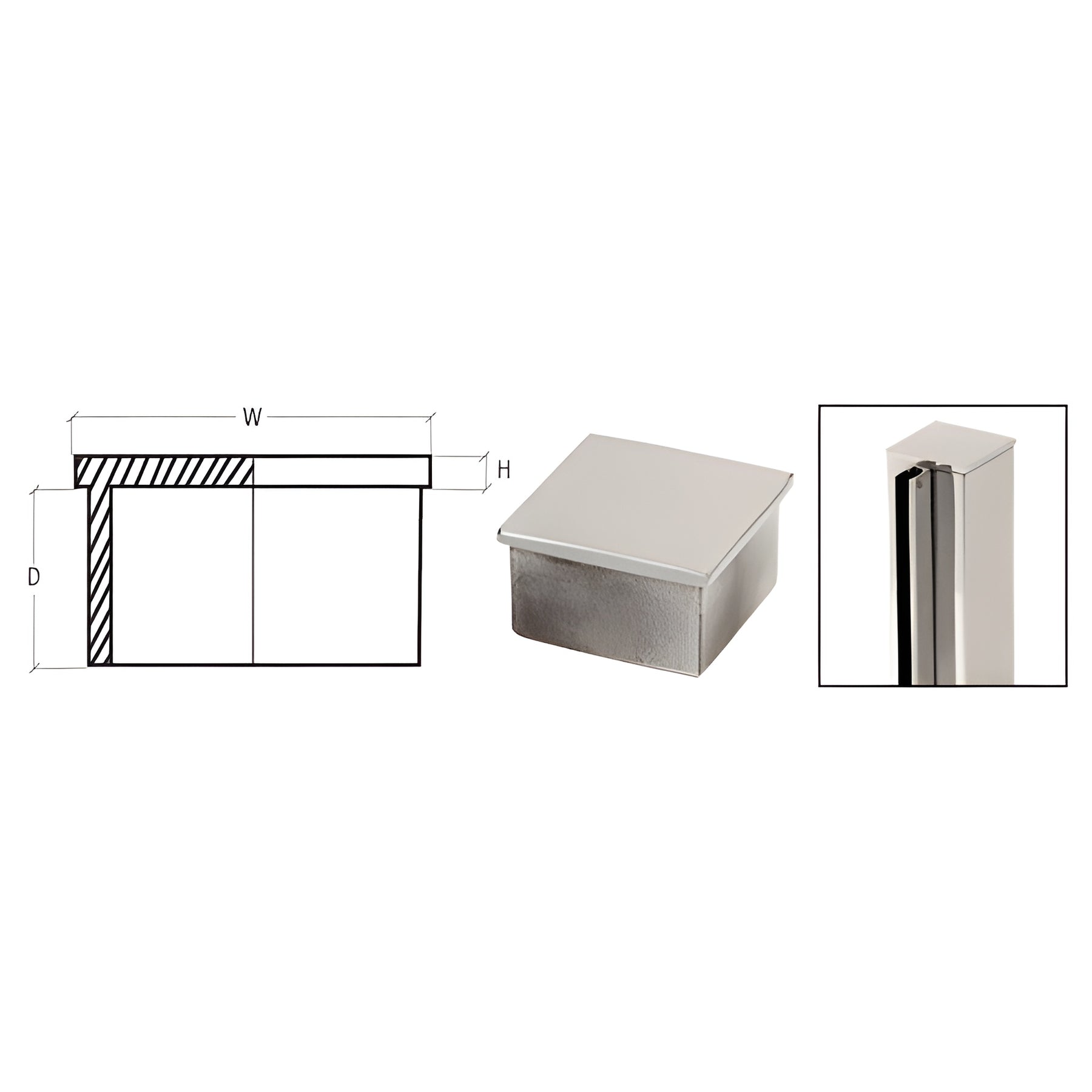 CRL Brushed Stainless 1-1/2" Square Flat End Cap