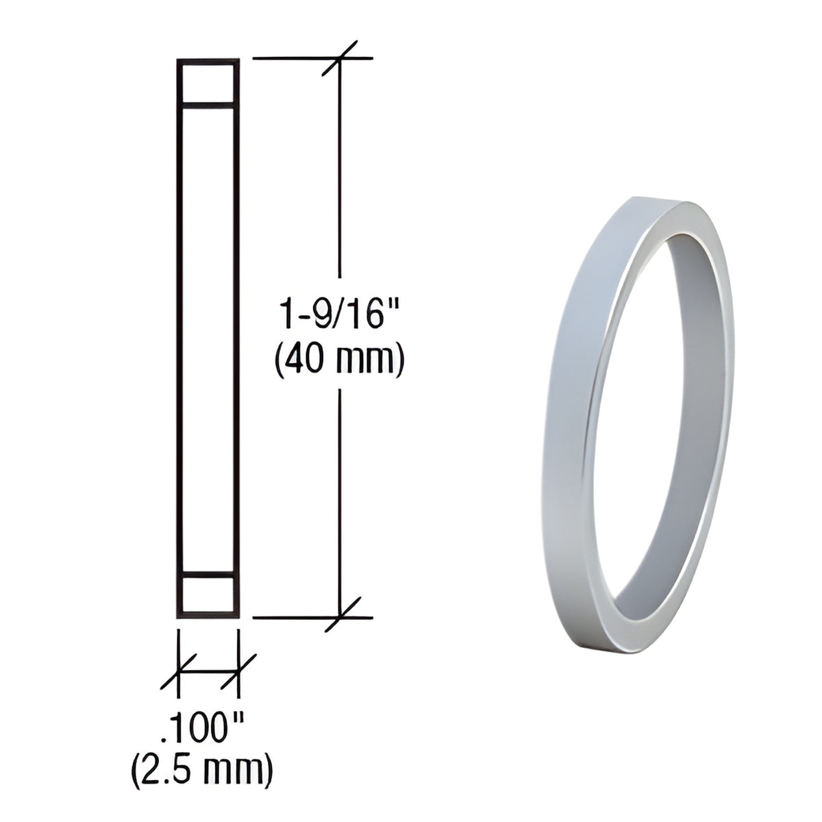CRL Brushed Stainless .100" Straight Cylinder Ring