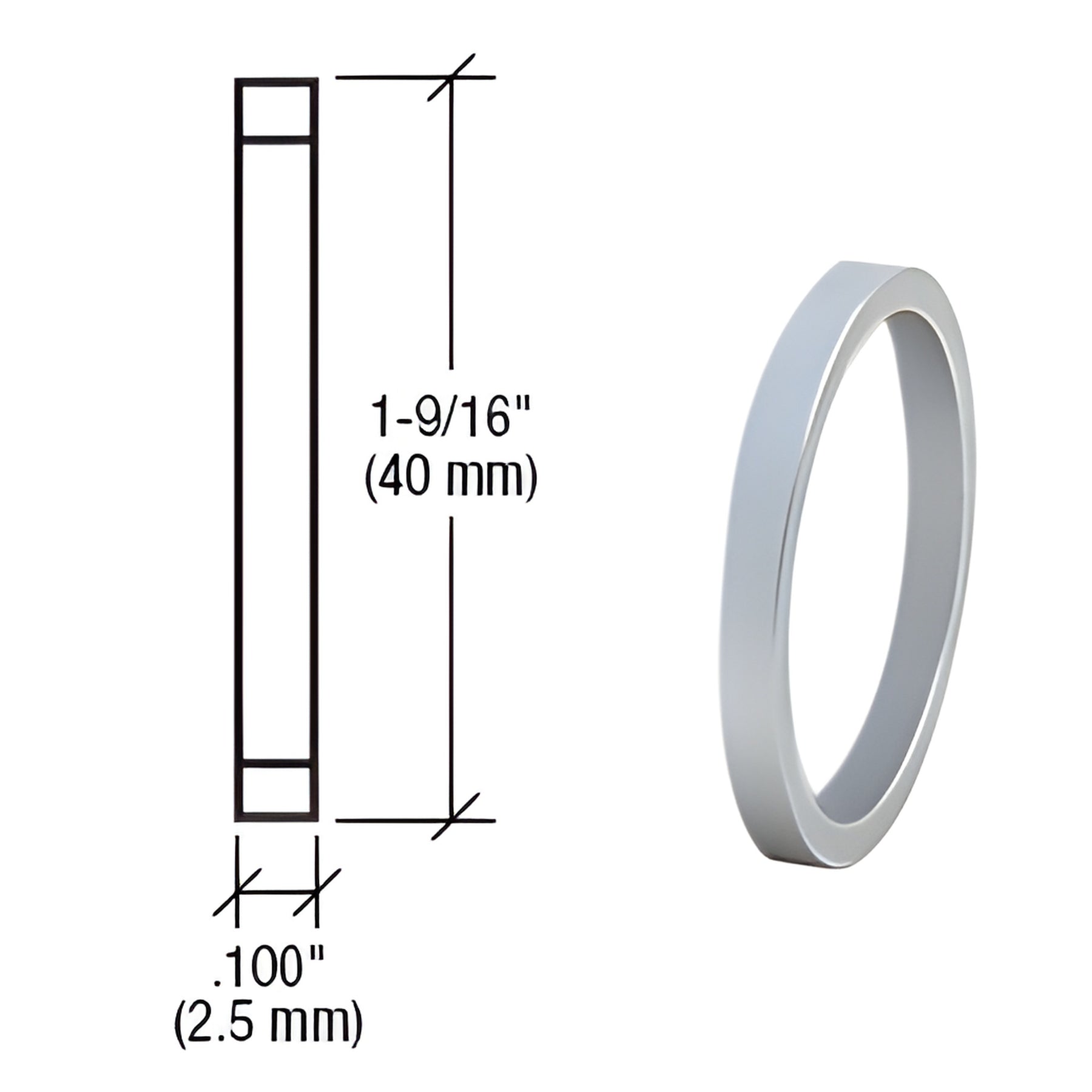 CRL Brushed Stainless .100" Straight Cylinder Ring