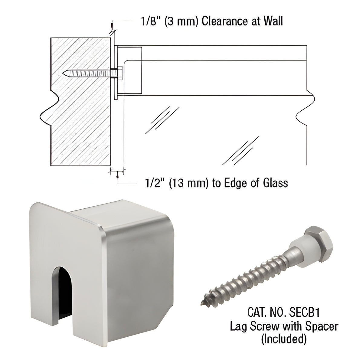 CRL Brushed Stainless 11 Gauge Stabilizing End Cap for 1-1/4" x 1-5/16" Cap Rail