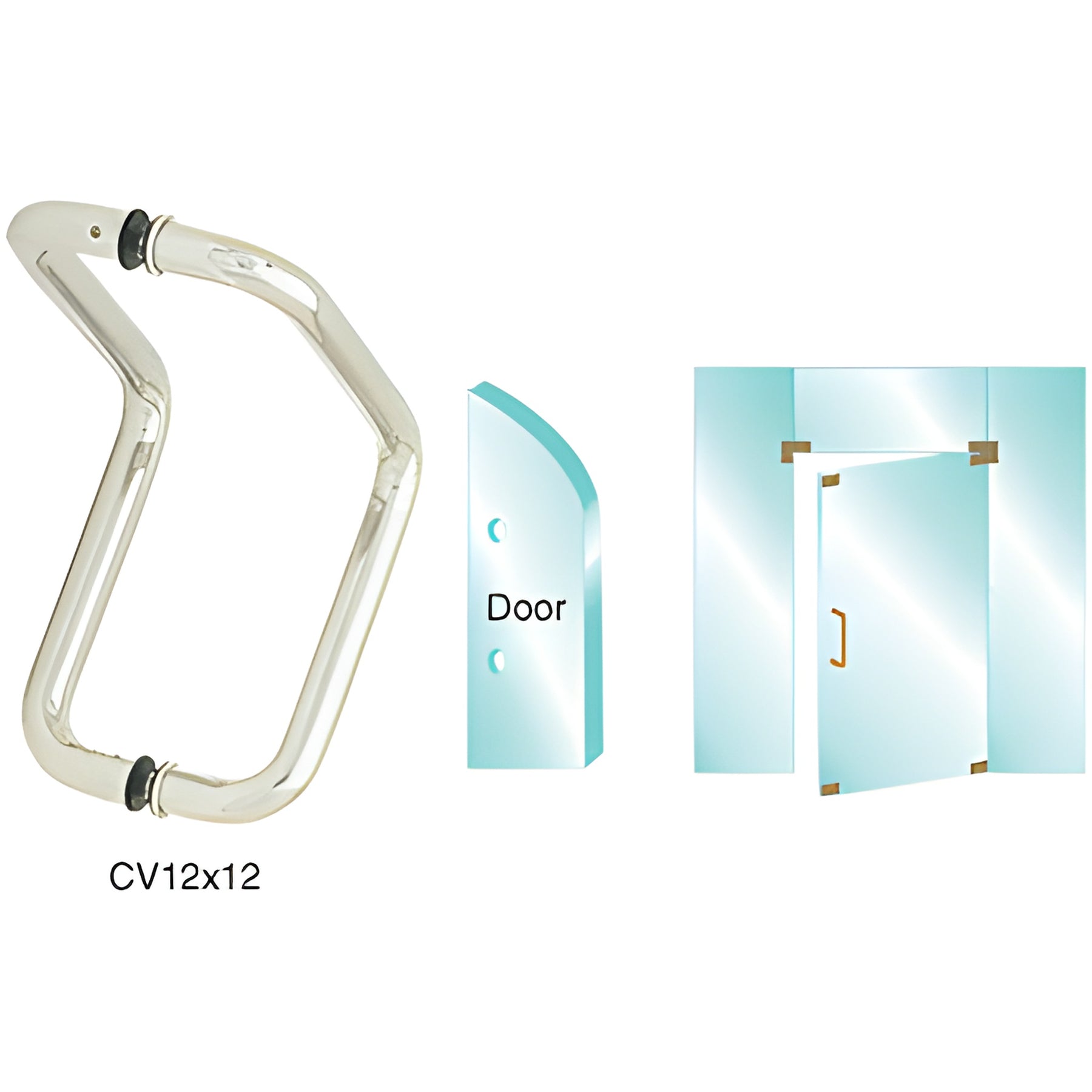 CRL Brushed Stainless 12" Glass Mounted Back-to-Back Elbow Style Pull Handle