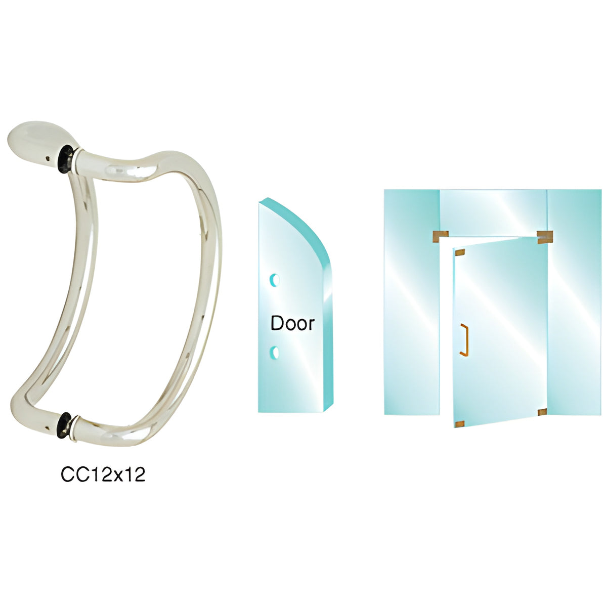 CRL Brushed Stainless 12" Glass Mounted Curved Pull Handle
