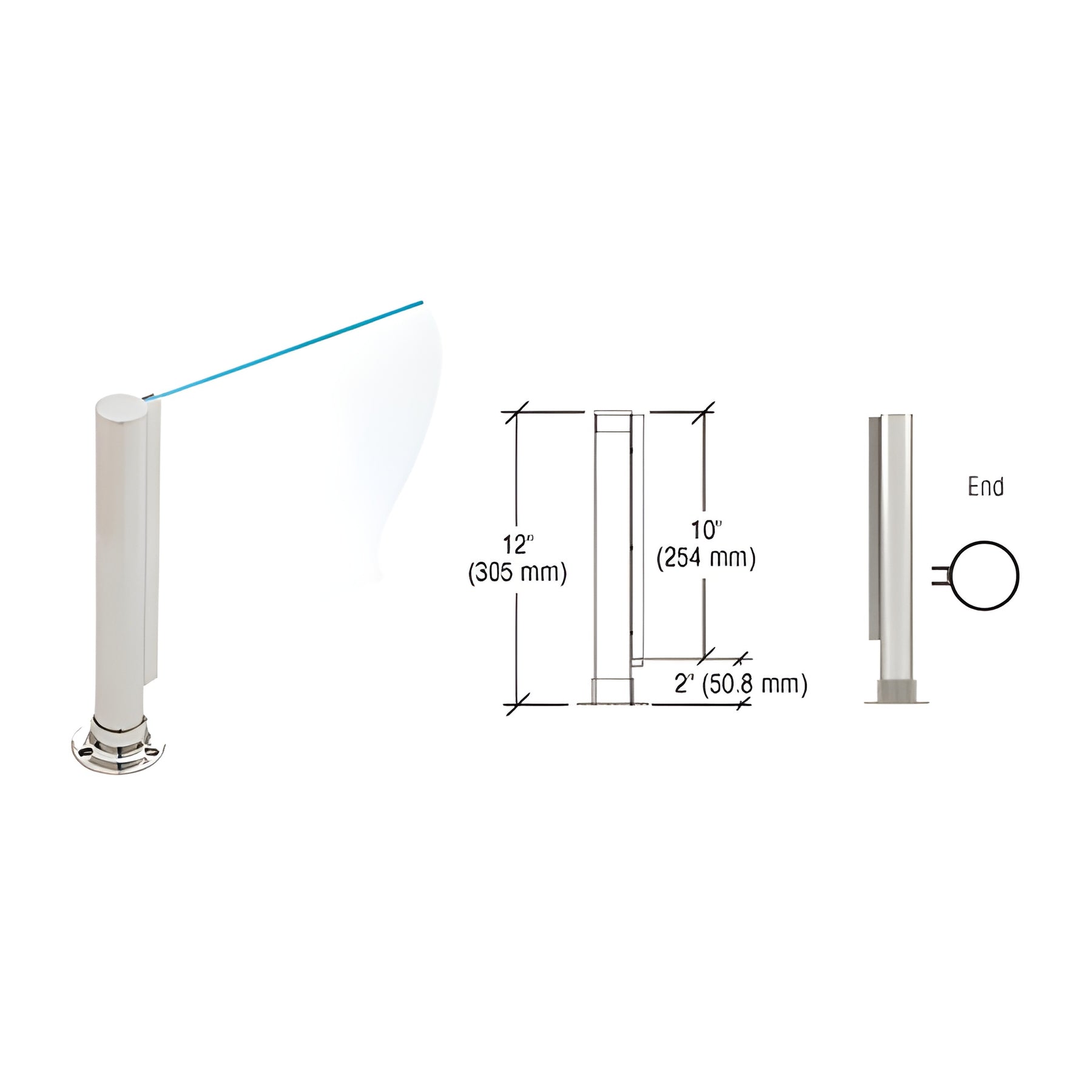 CRL Brushed Stainless 12" Round PP01 Elegant Series Counter/Partition End Post With Air Space