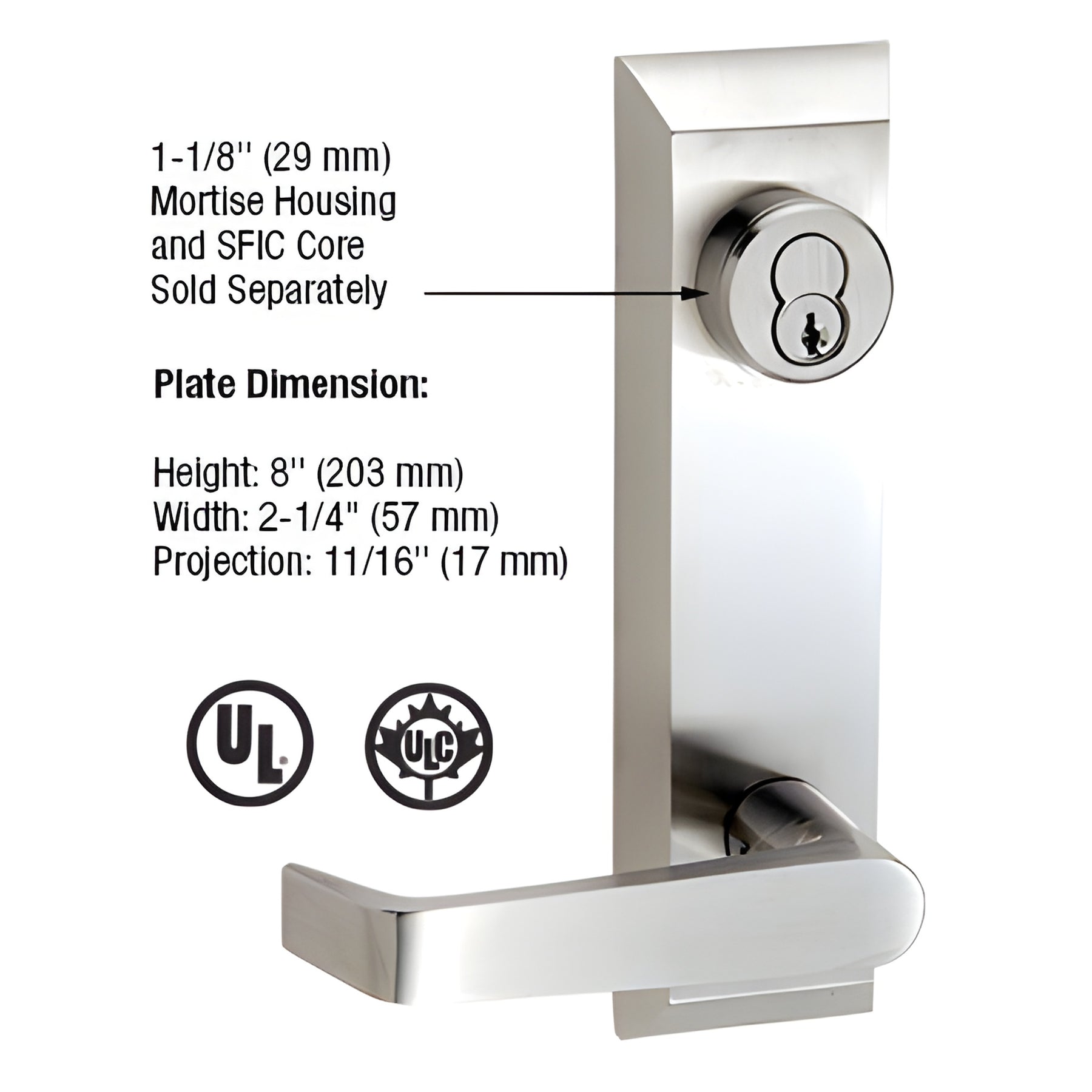 CRL Brushed Stainless 1600 Series Prepped Lever Trim for 1900 Rim Panic Devices